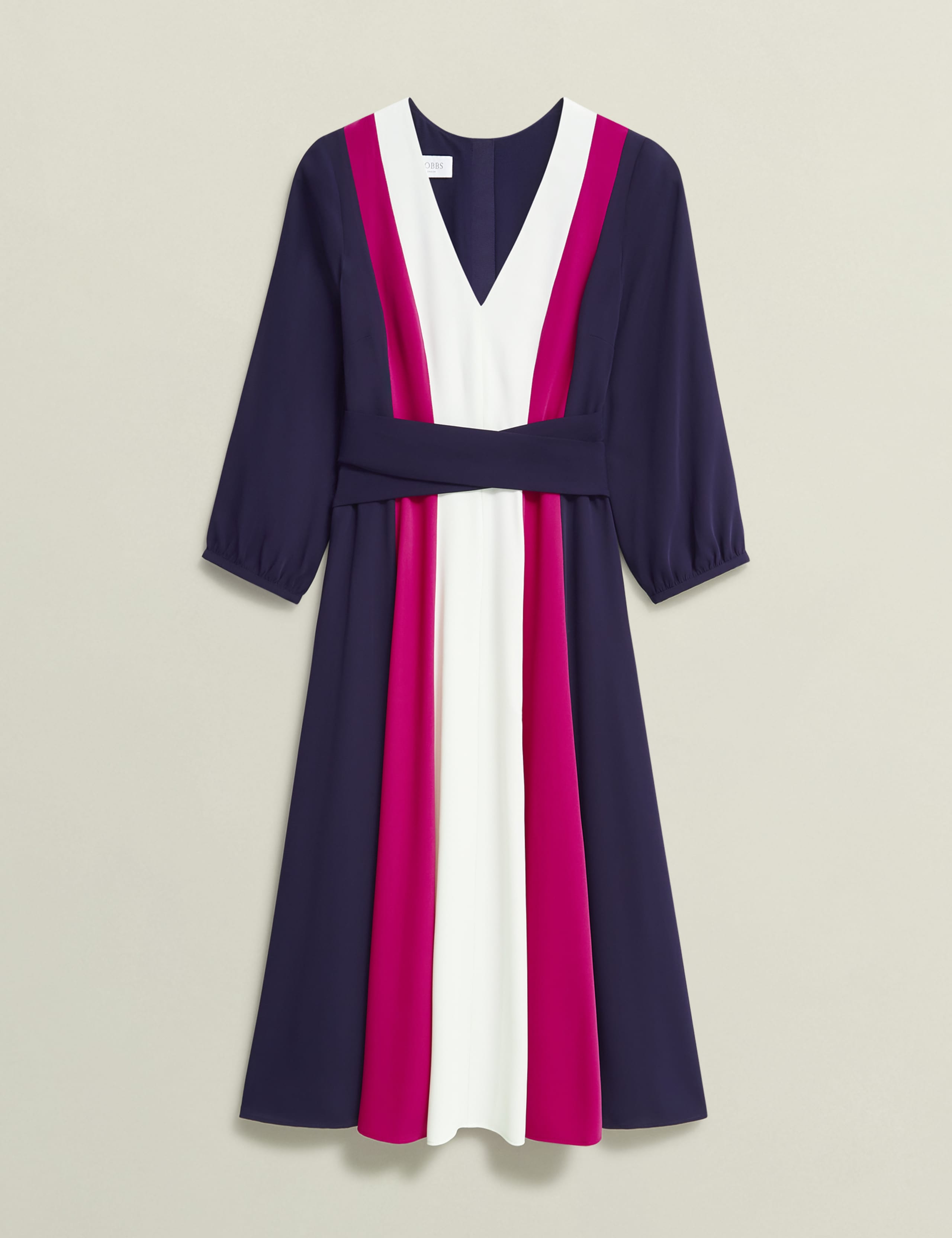 Colour Block V-Neck Midi Skater Dress 2 of 7