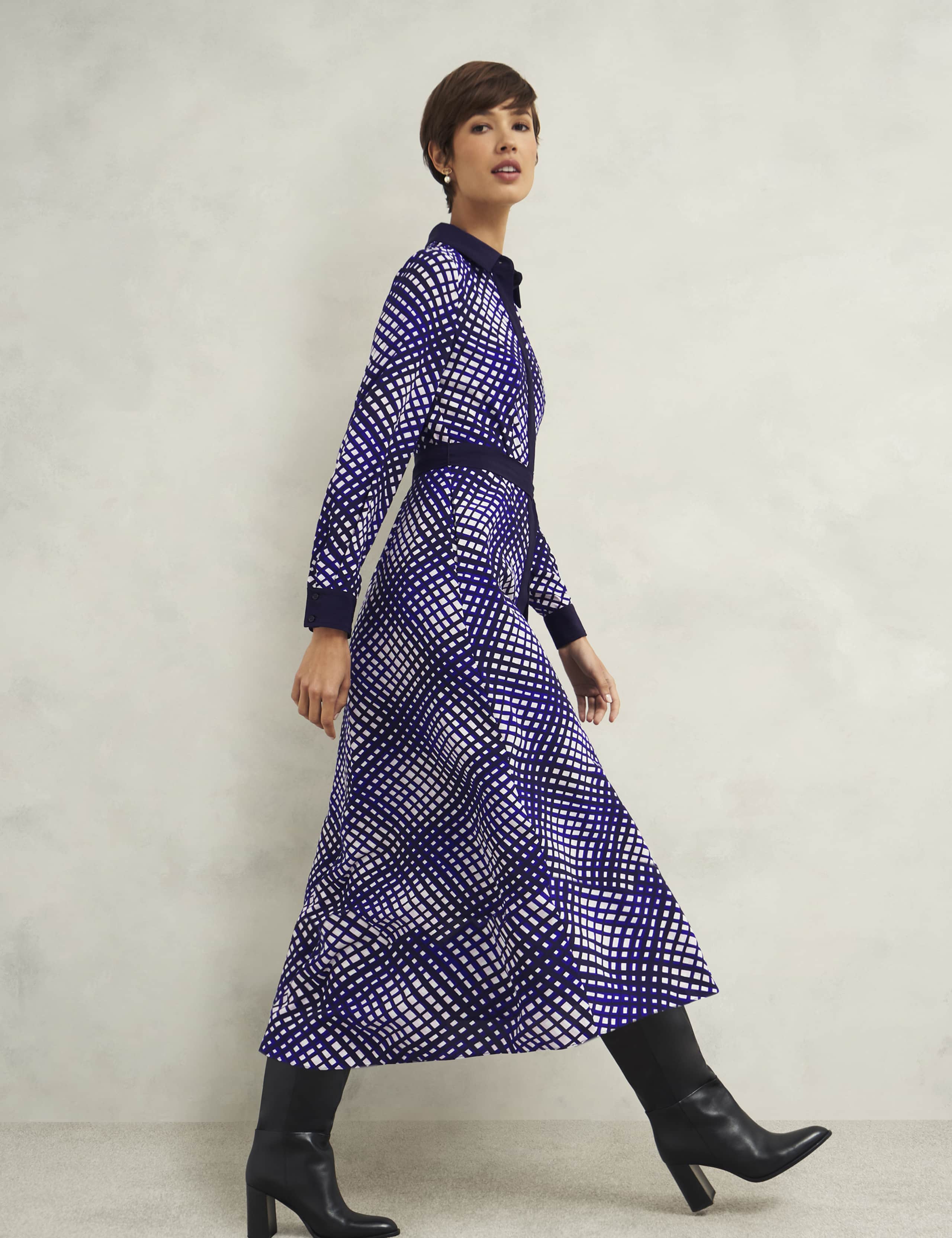 Checked Collared Midaxi Shirt Dress 4 of 7