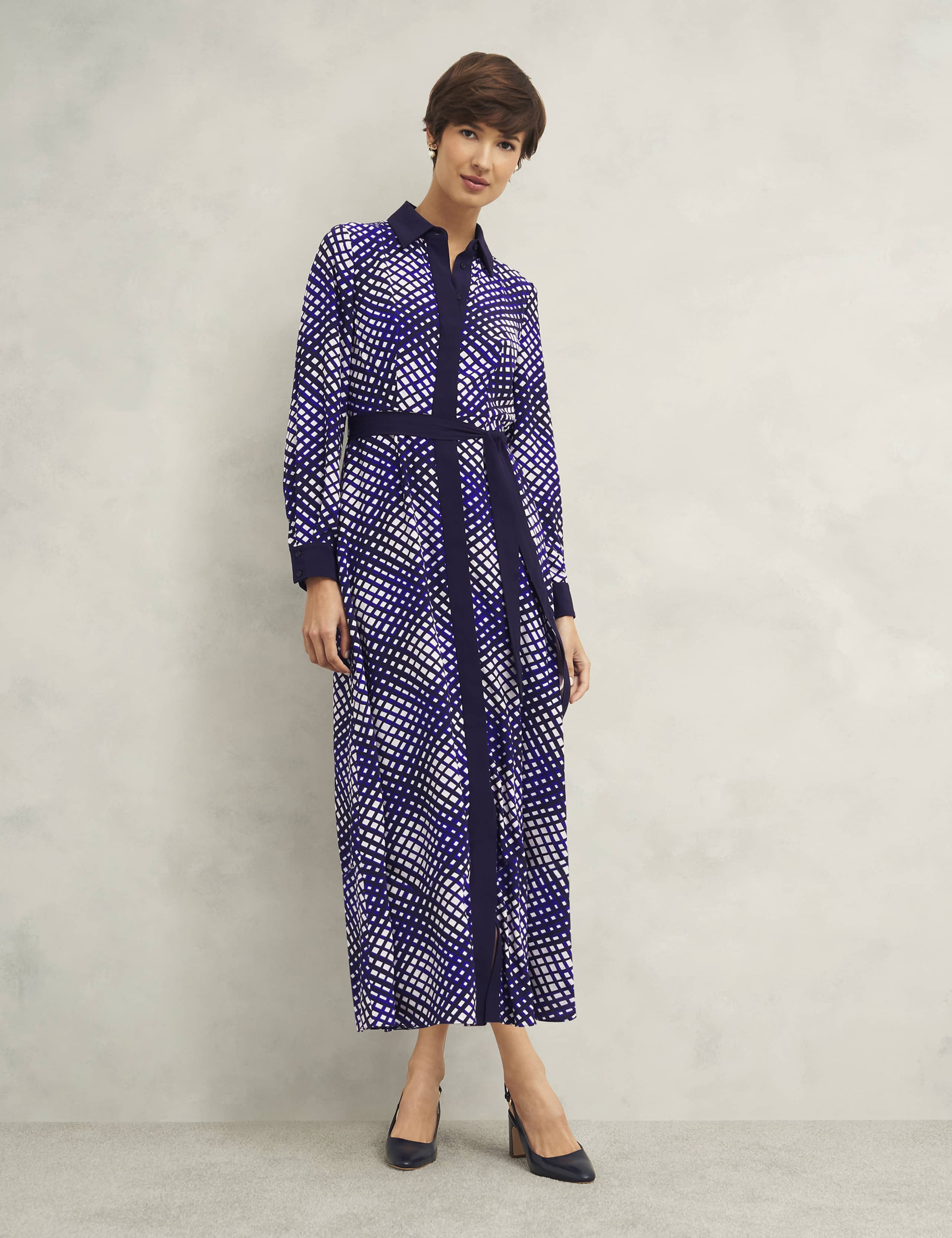 Checked Collared Midaxi Shirt Dress 6 of 7