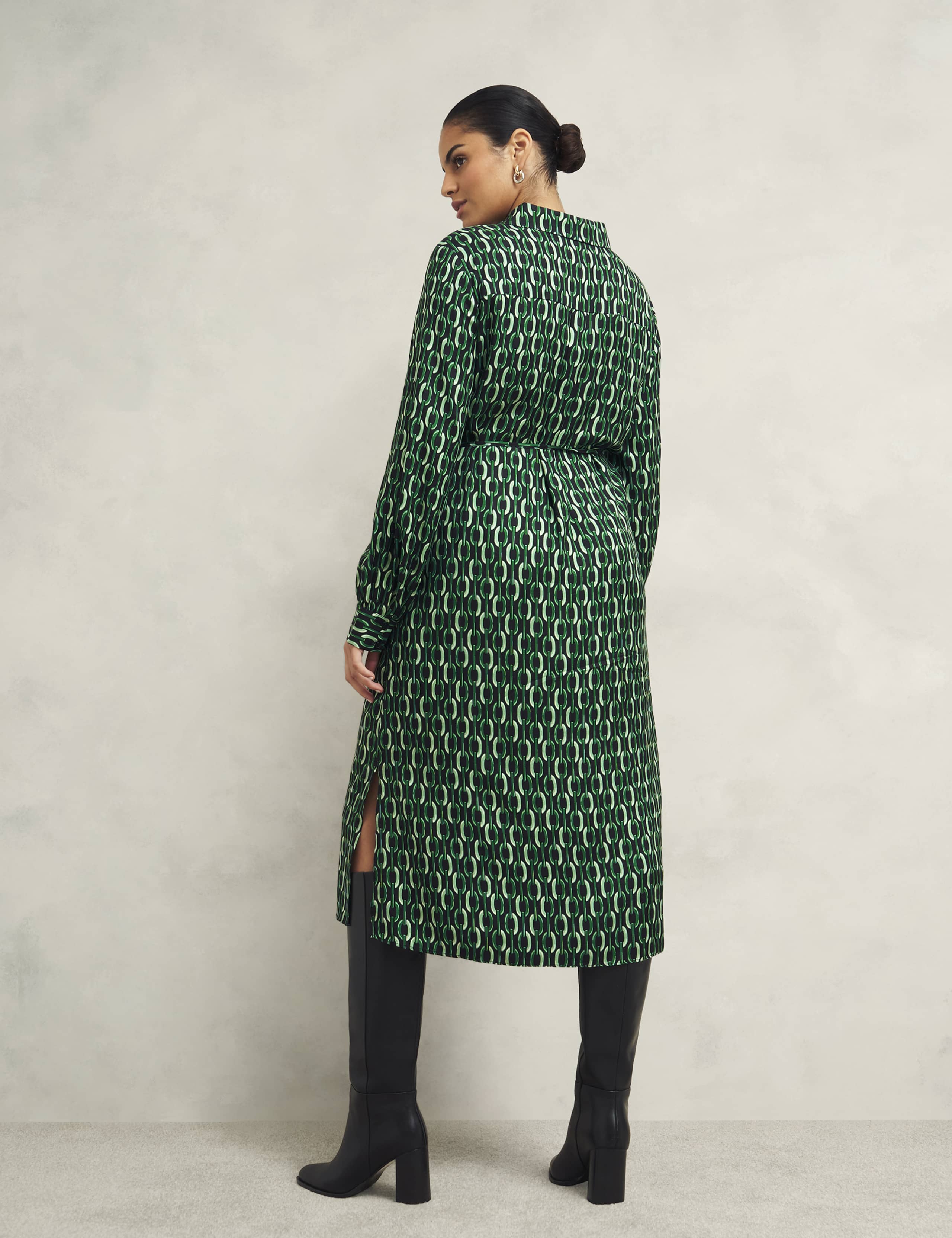 Geometric Collared Midi Shirt Dress 4 of 9