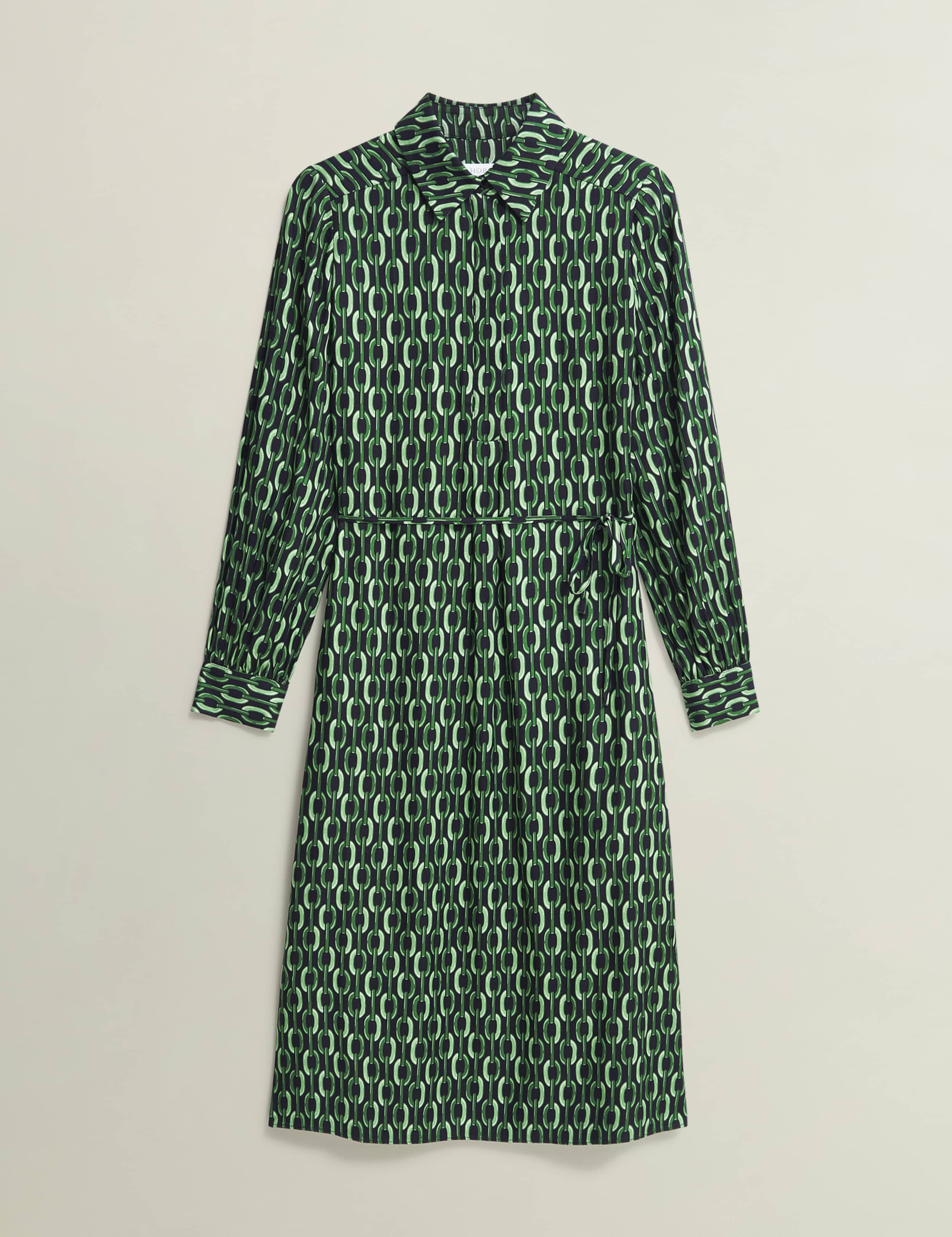 Geometric Collared Midi Shirt Dress 2 of 9