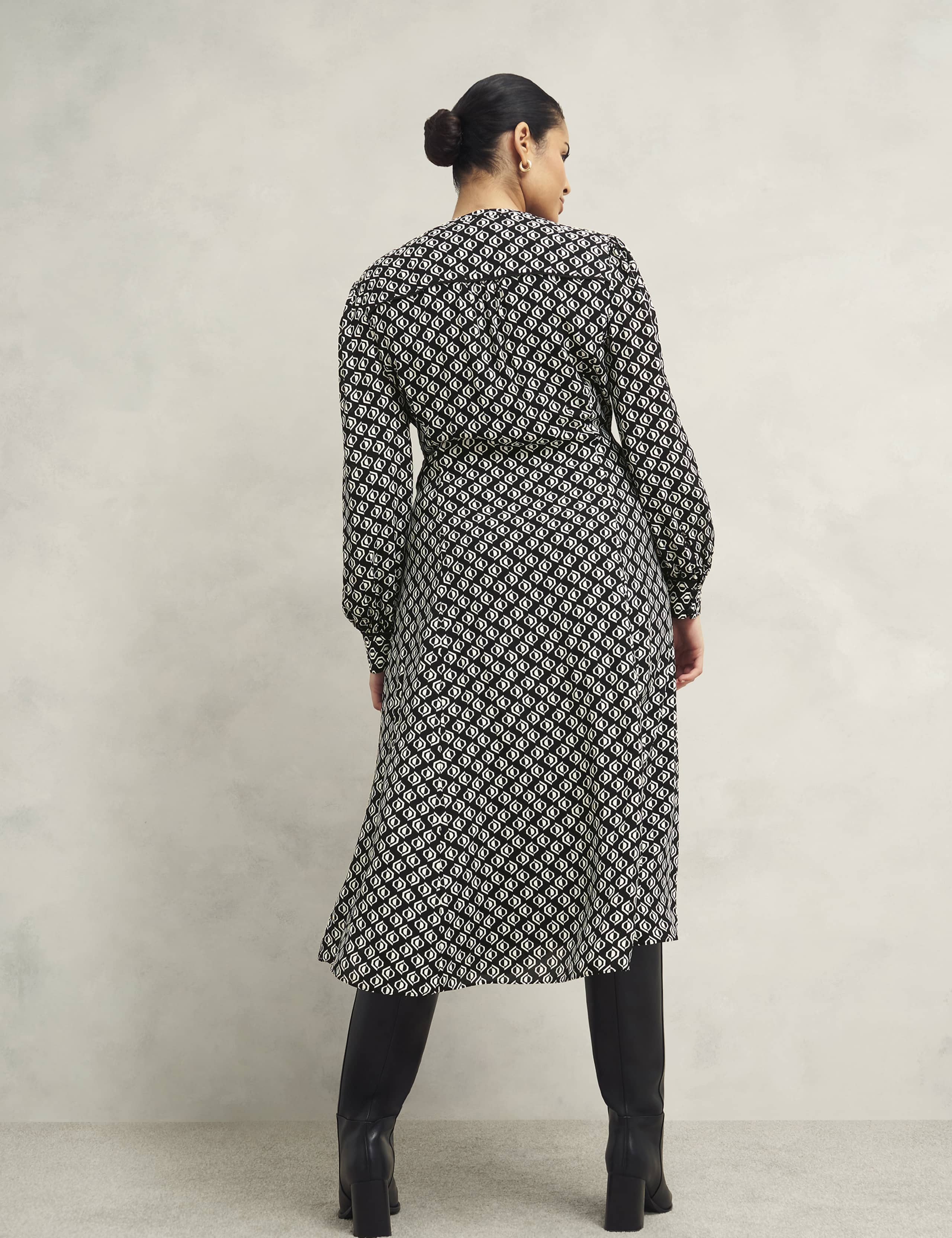 Geometric V-Neck Midi Skater Dress 3 of 10