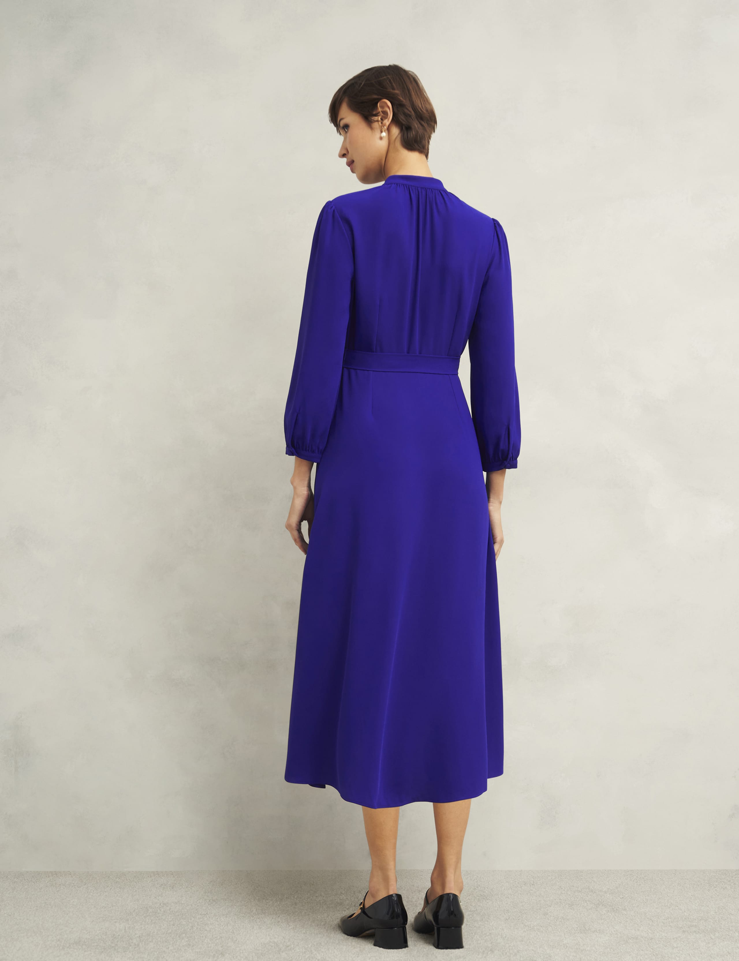 V-Neck Button Through Midi Waisted Dress 3 of 5