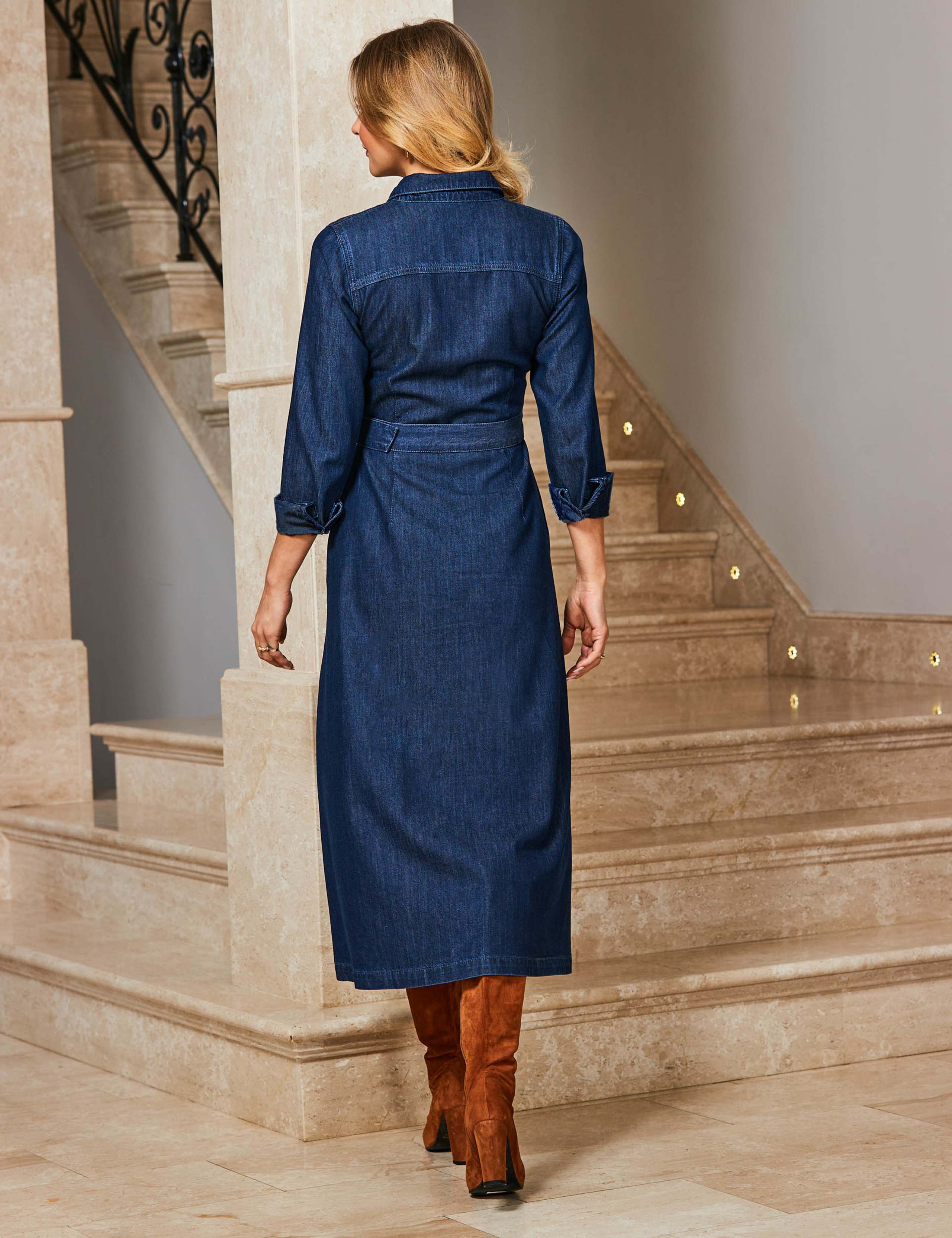 Denim Midi Shirt Dress 4 of 5