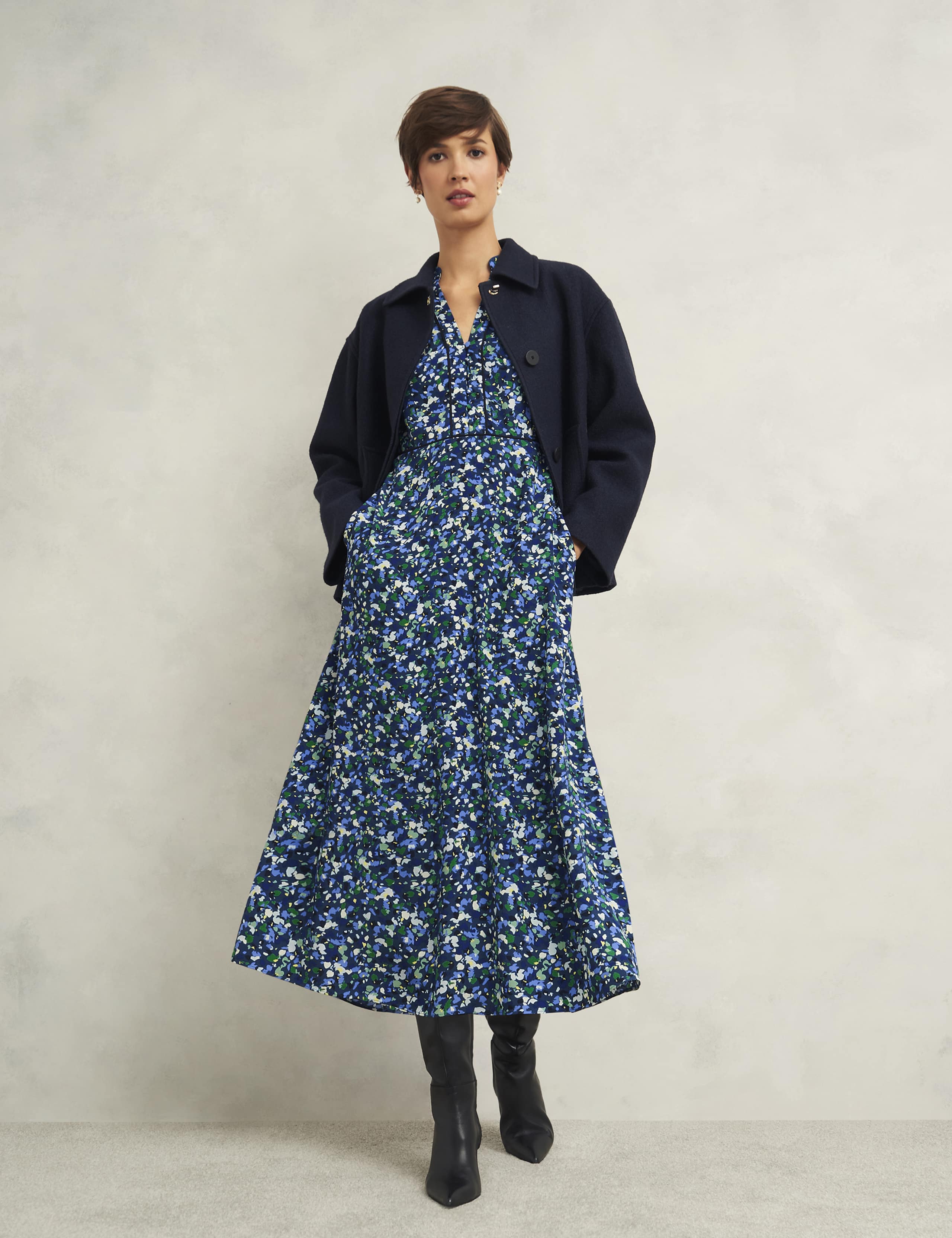 Printed V-Neck Midi Skater Dress 6 of 7