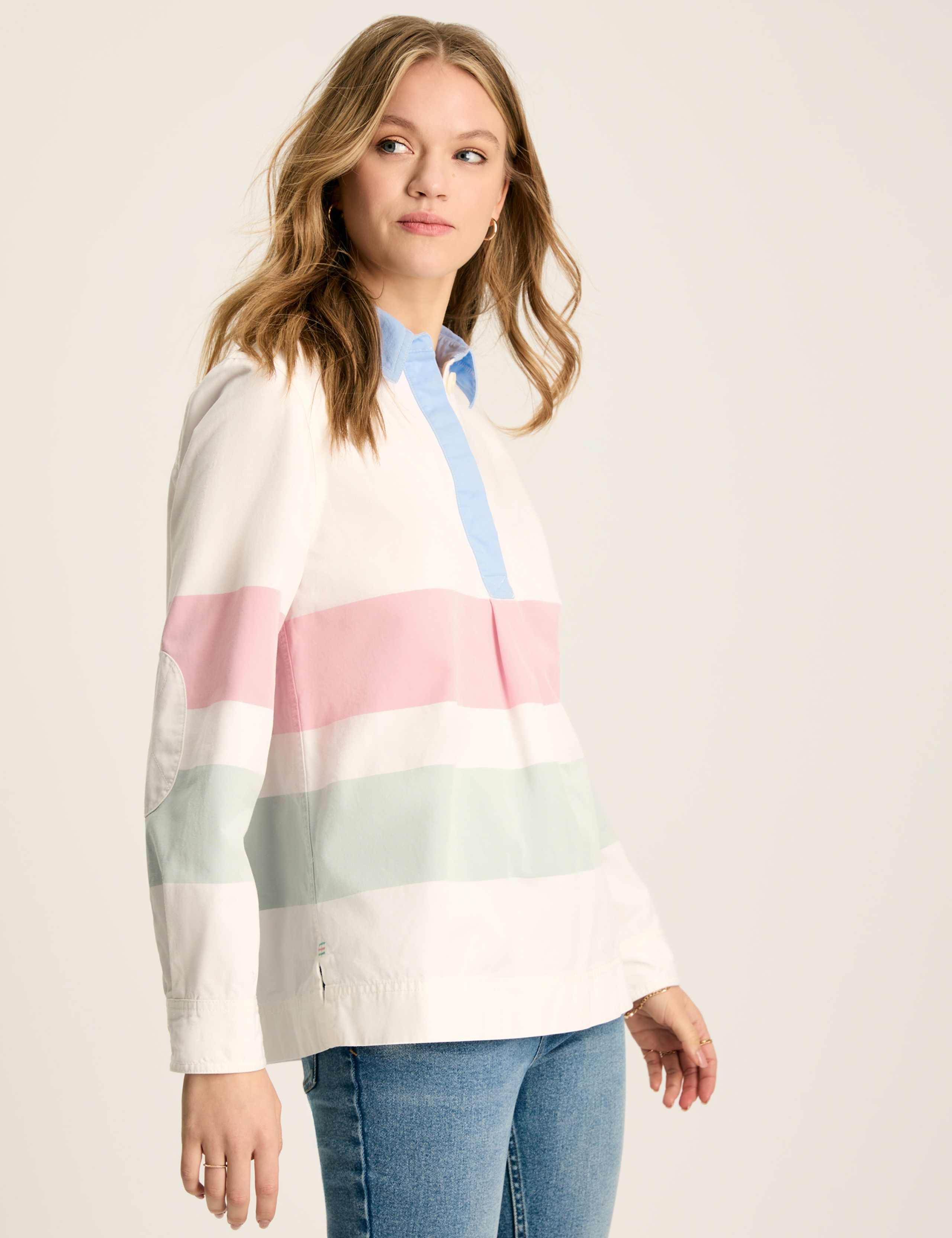 Pure Cotton Striped Collared Sweatshirt 1 of 7