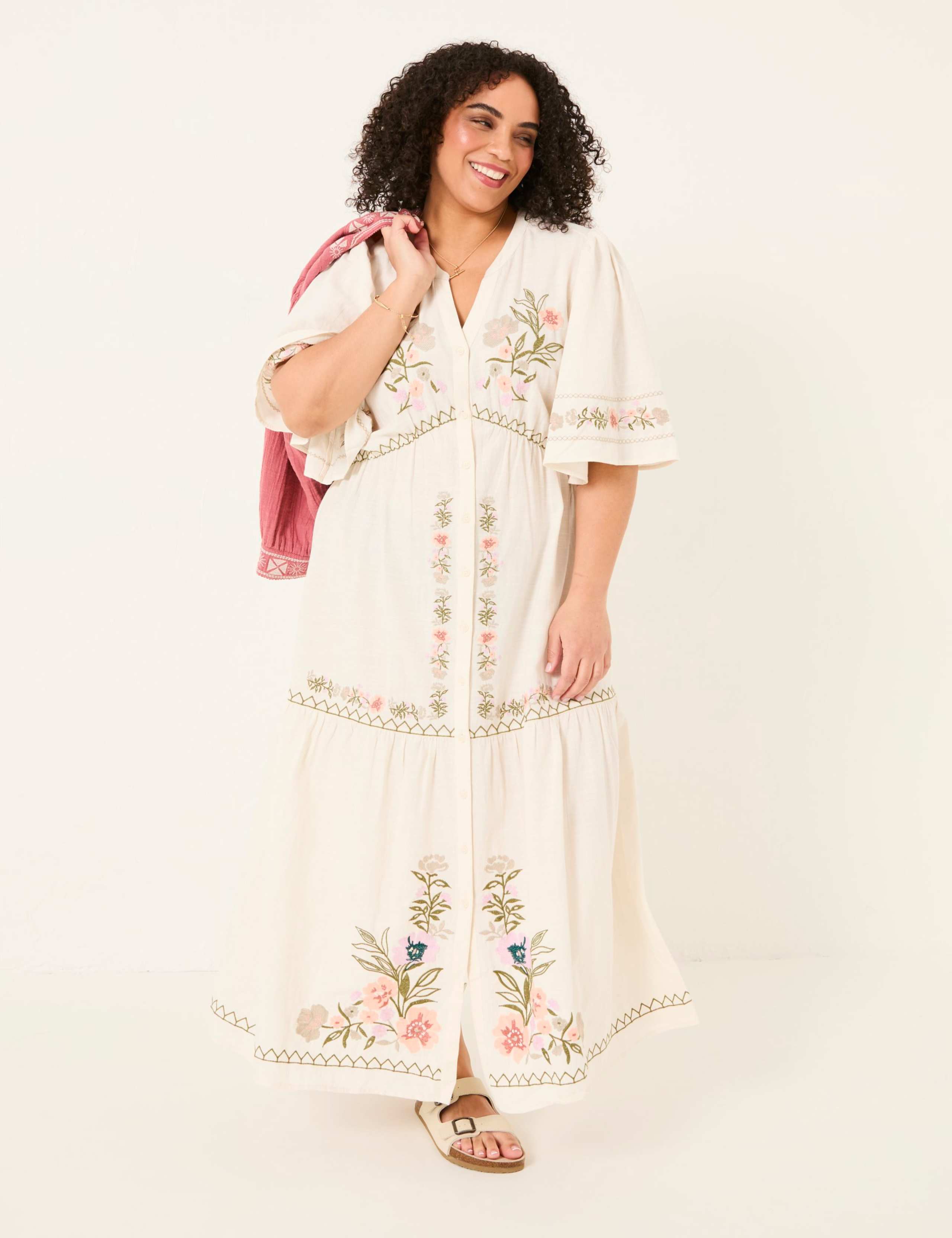 Floral Notch Neck Midi Tiered Dress 3 of 9