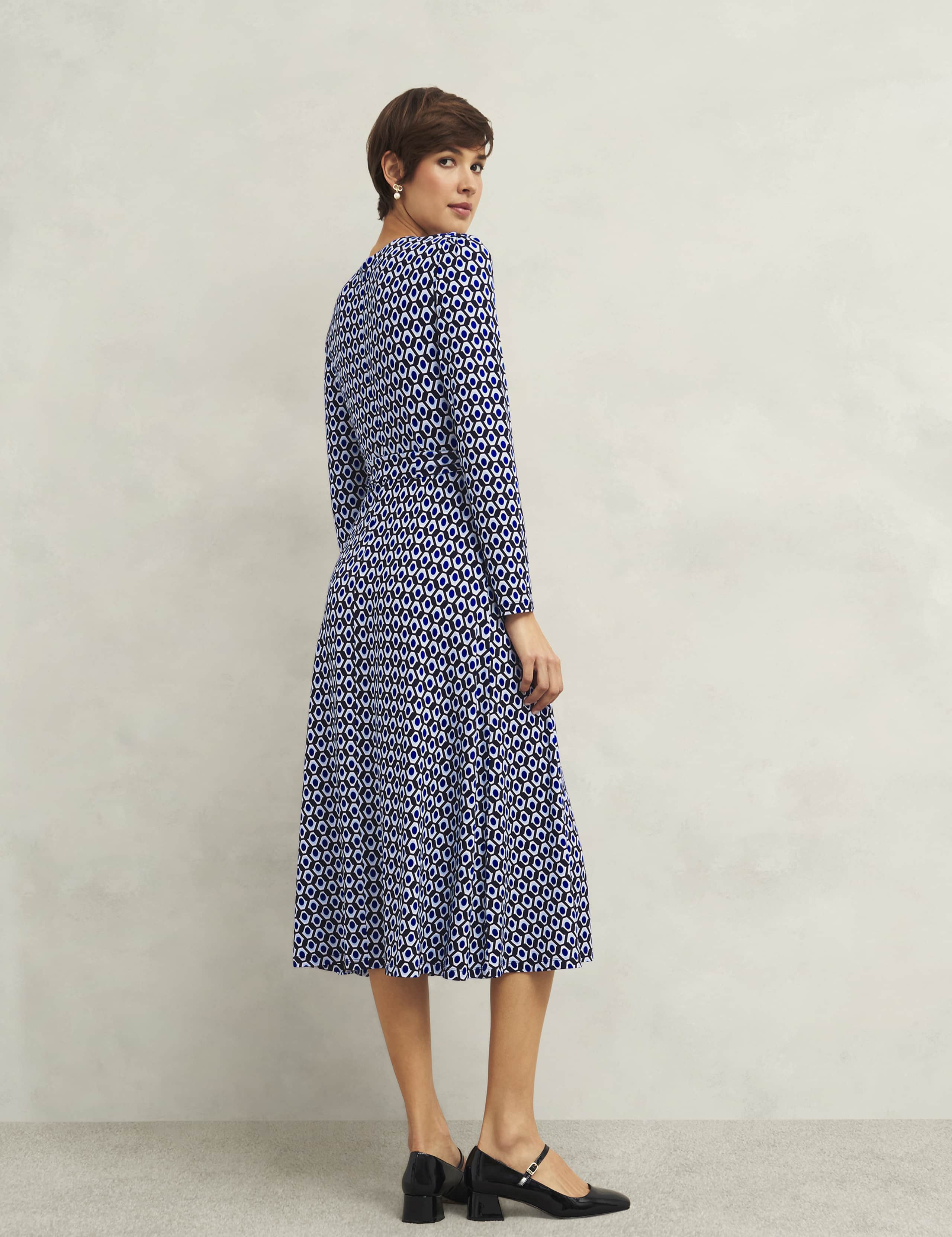 Jersey Geometric Midi Waisted Dress 3 of 6