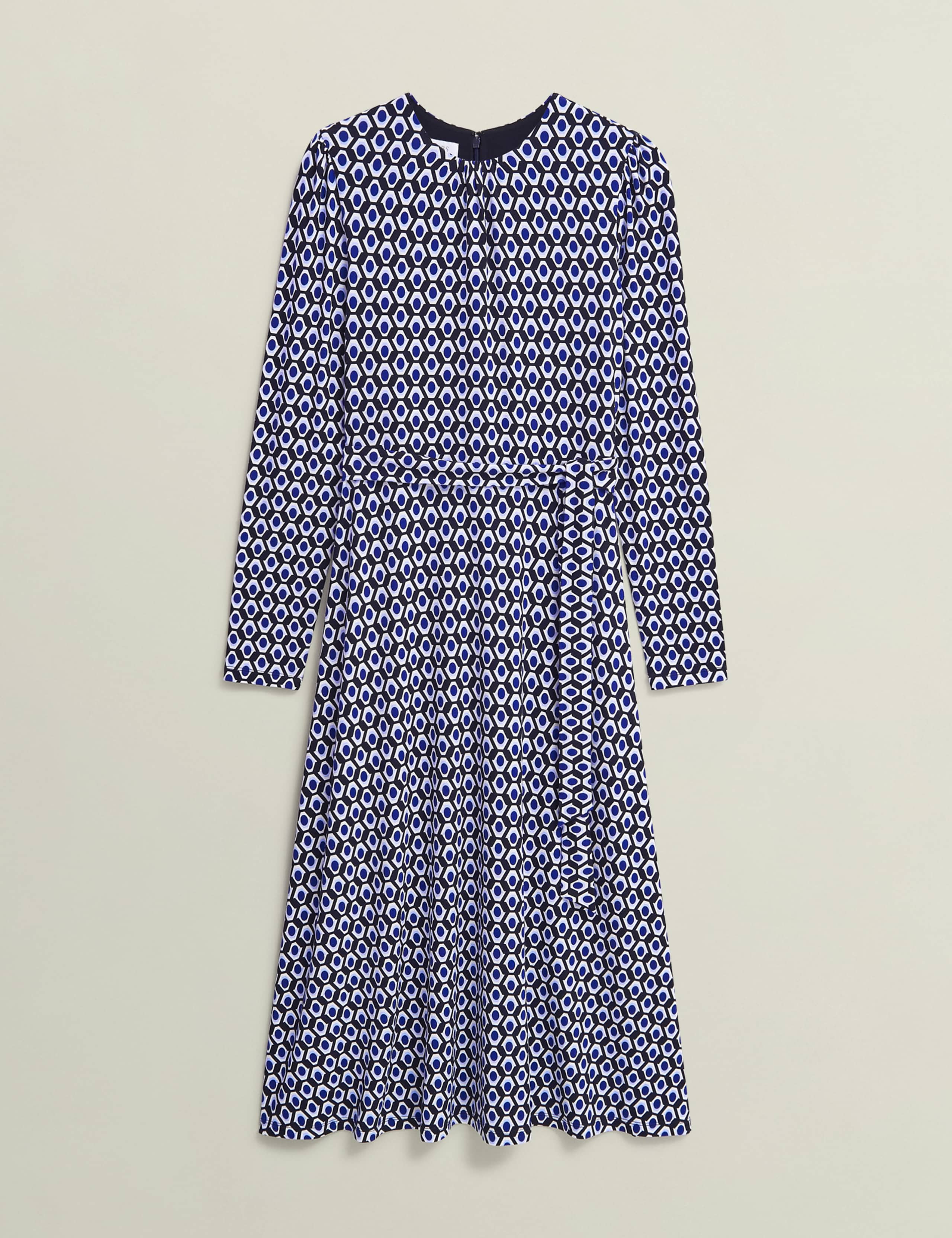 Jersey Geometric Midi Waisted Dress 2 of 6