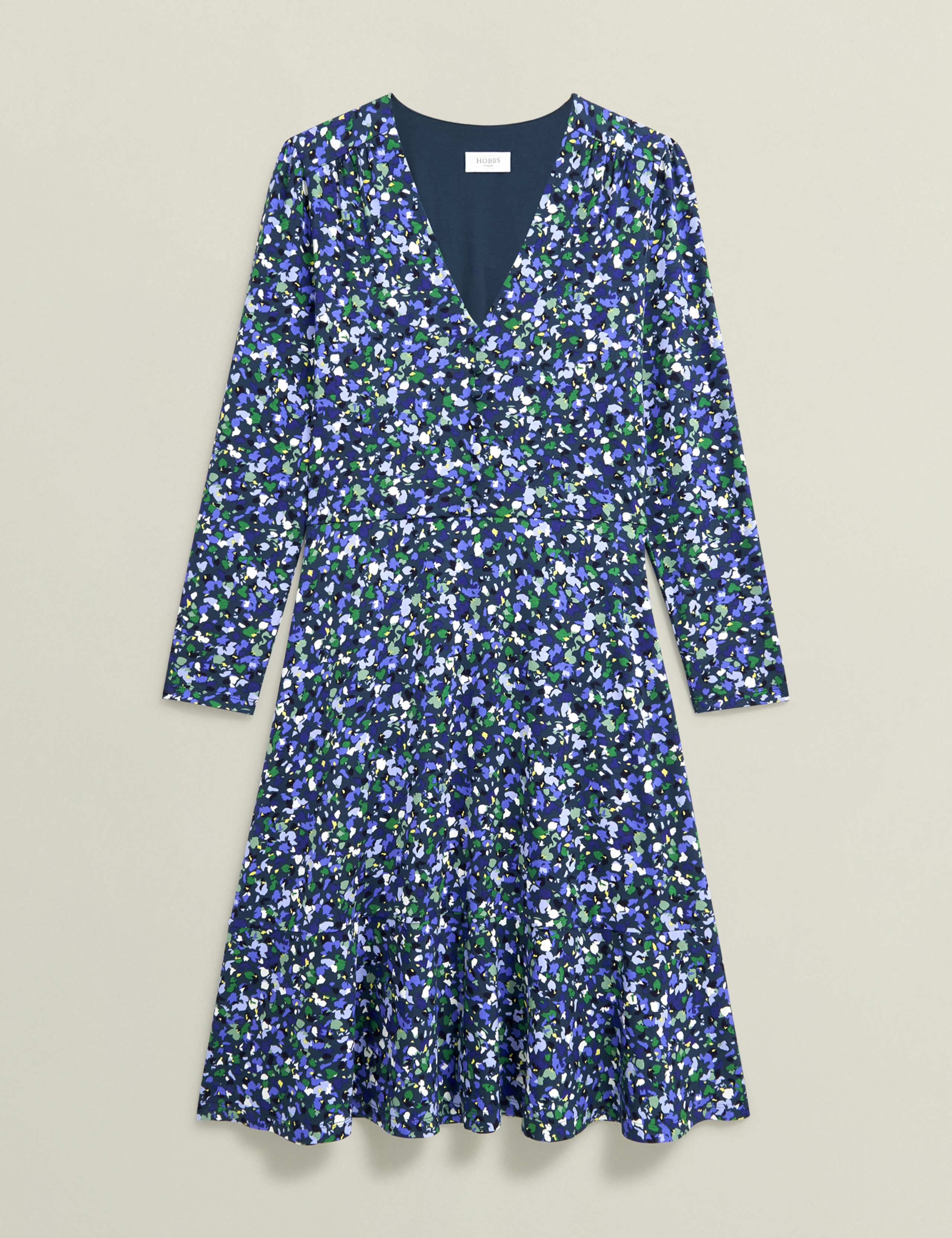 Jersey Floral V-Neck Knee Length Skater Dress 2 of 9