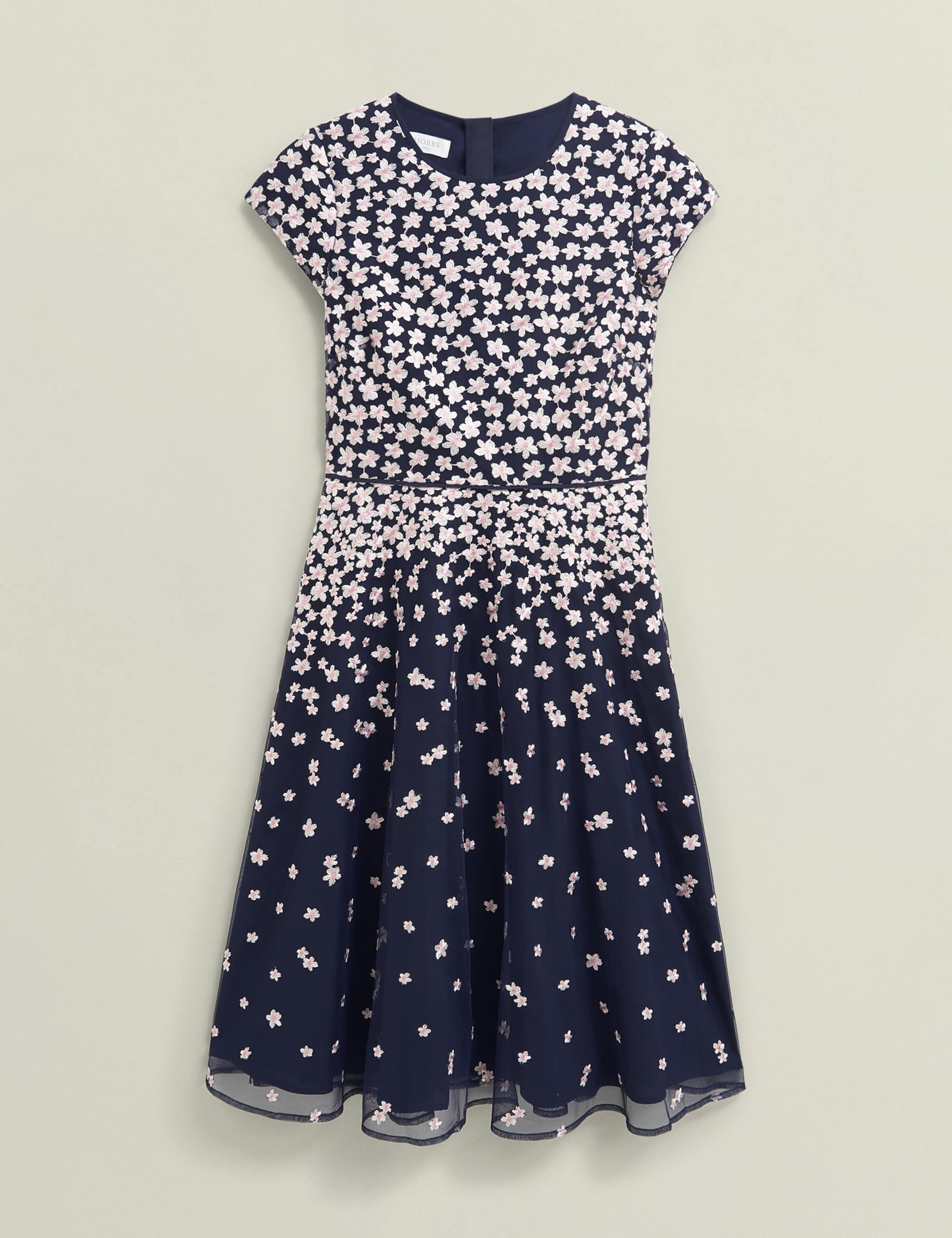 Mesh Floral Embroidered Knee Length Skater Dress 2 of 9