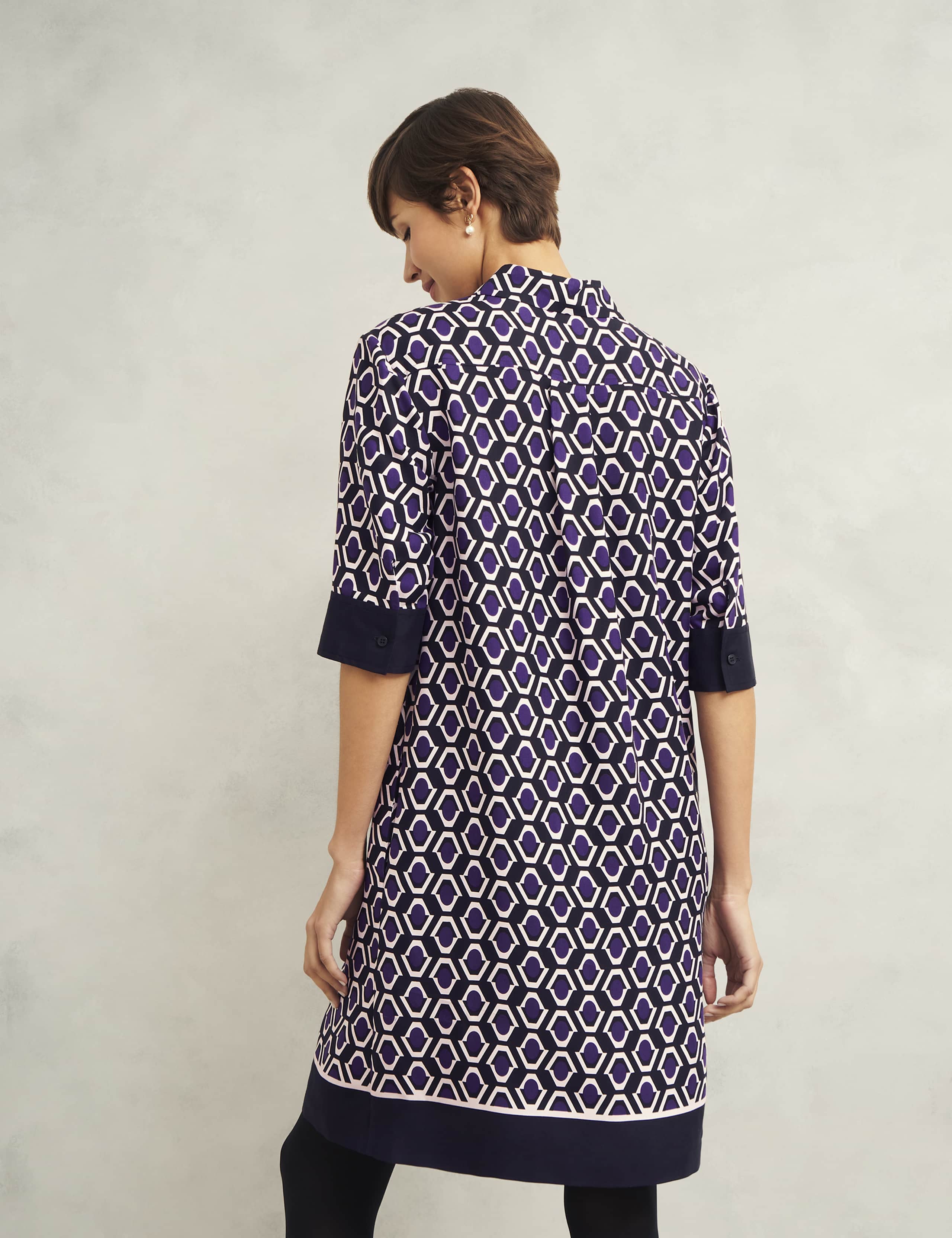 Geometric Knee Length Shirt Dress 3 of 9
