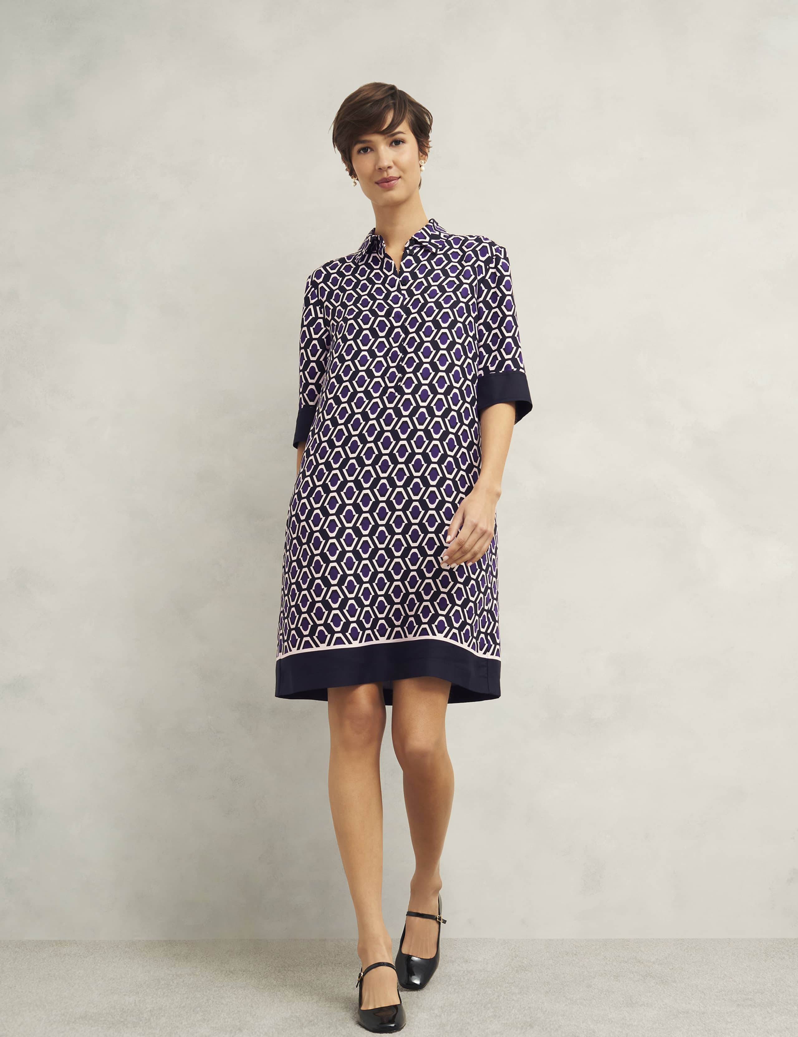 Geometric Knee Length Shirt Dress 8 of 9