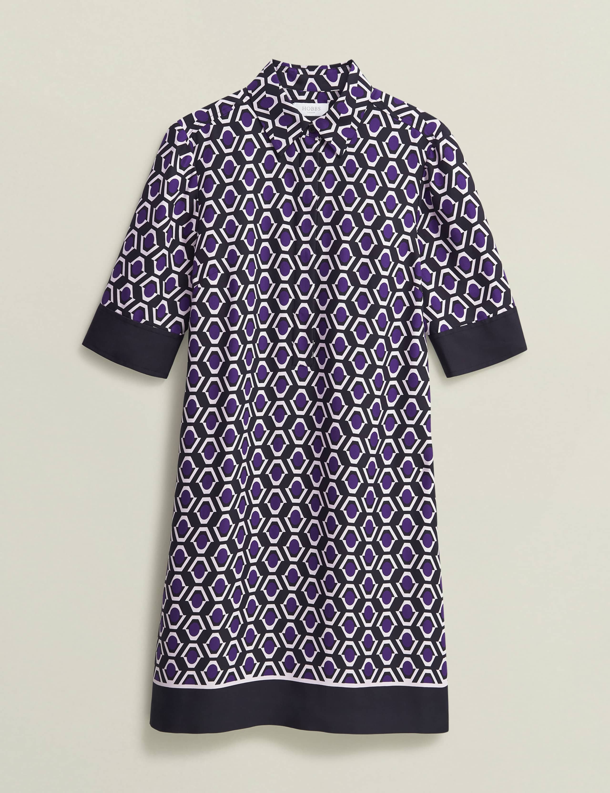 Geometric Knee Length Shirt Dress 2 of 9
