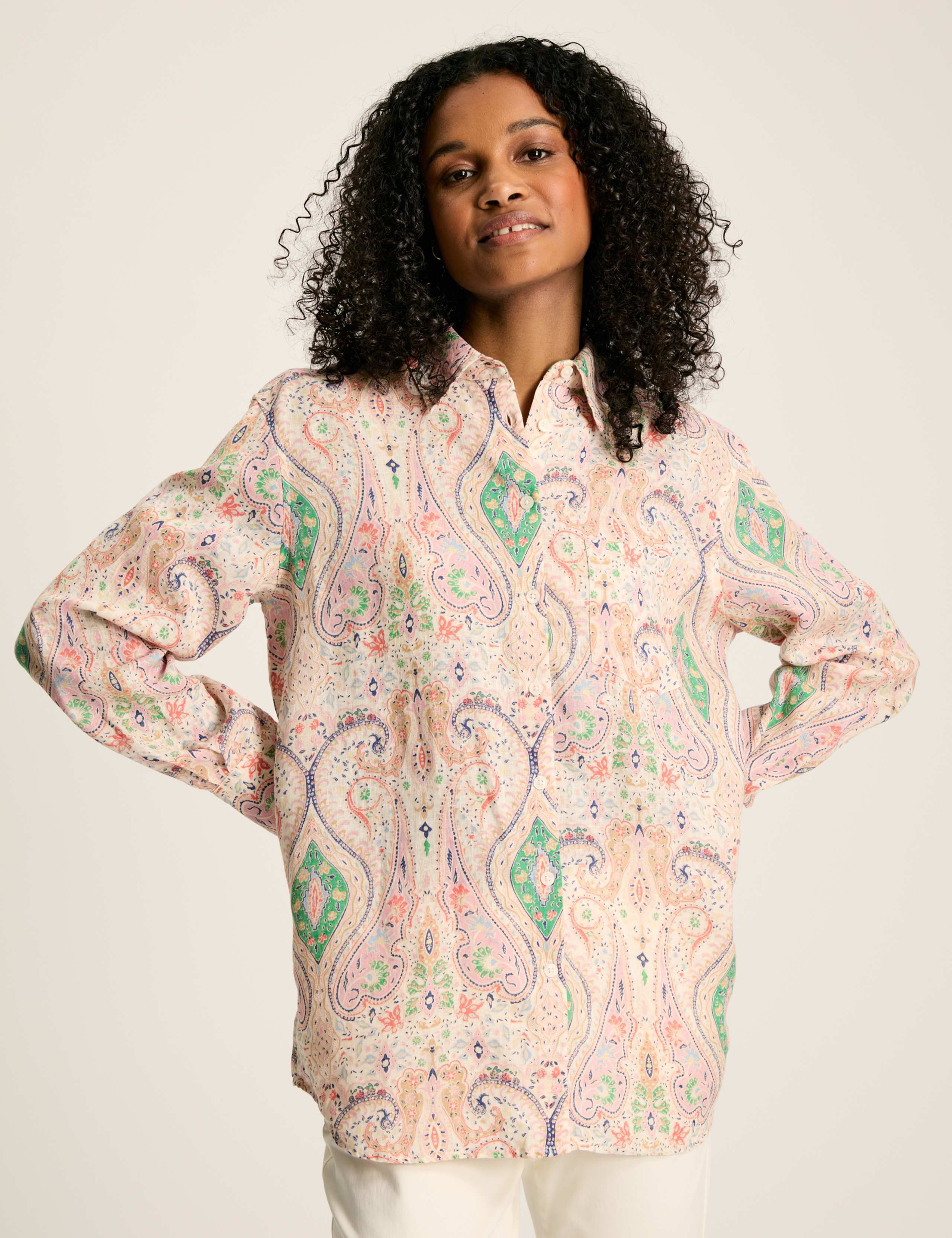 Pure Linen Paisley Collared Shirt 1 of 7