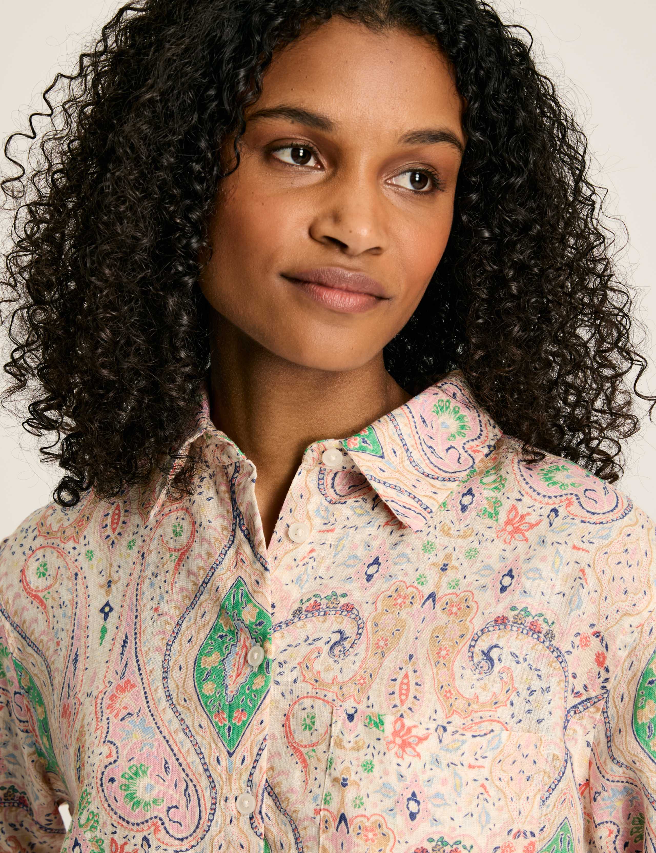 Pure Linen Paisley Collared Shirt 4 of 7