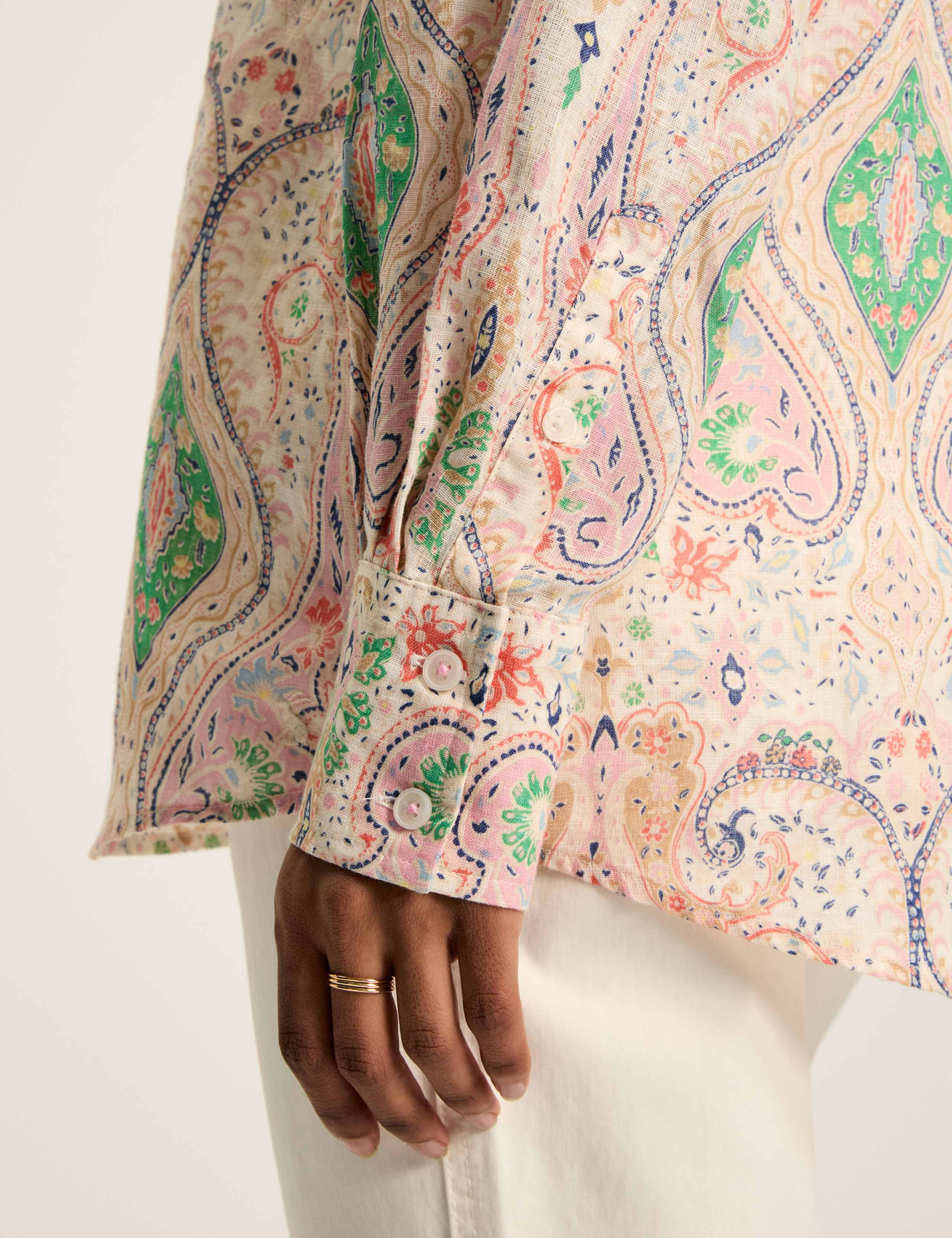 Pure Linen Paisley Collared Shirt 5 of 7