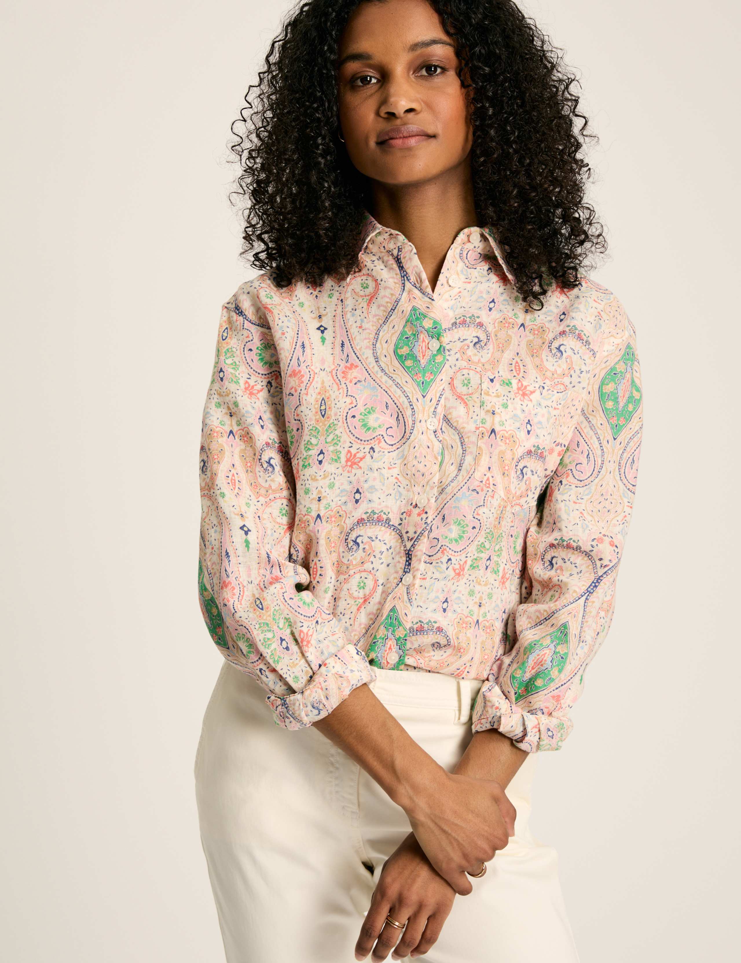 Pure Linen Paisley Collared Shirt 6 of 7