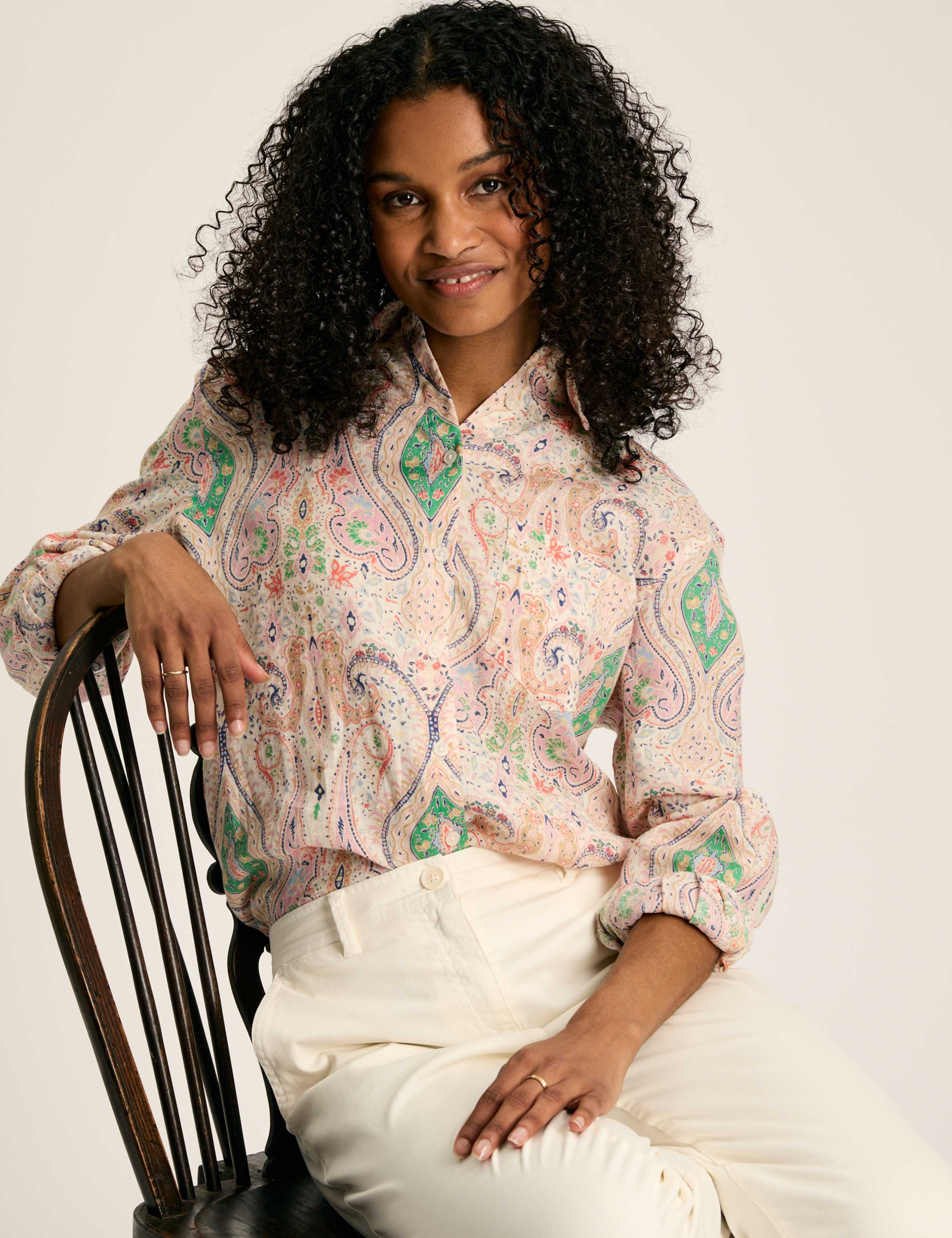 Pure Linen Paisley Collared Shirt 7 of 7