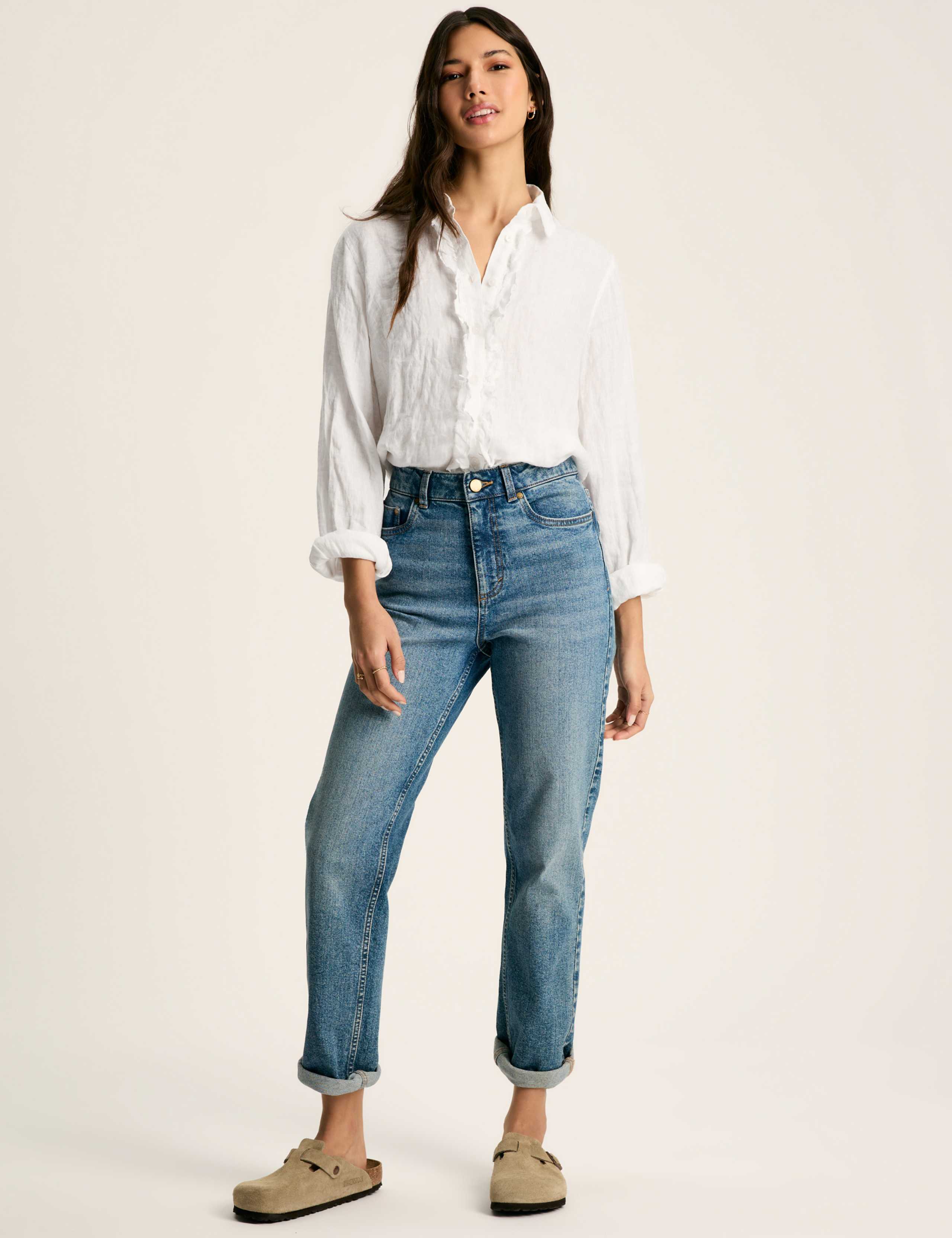 Pure Linen Collared Frill Detail Shirt 2 of 8