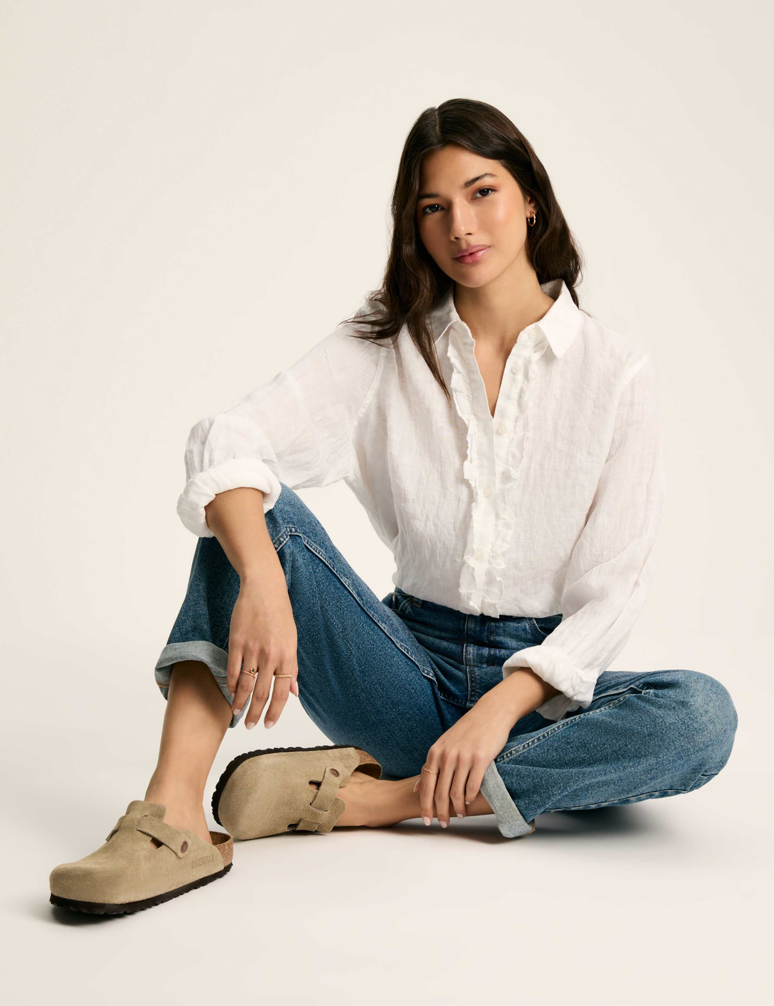 Pure Linen Collared Frill Detail Shirt 6 of 8