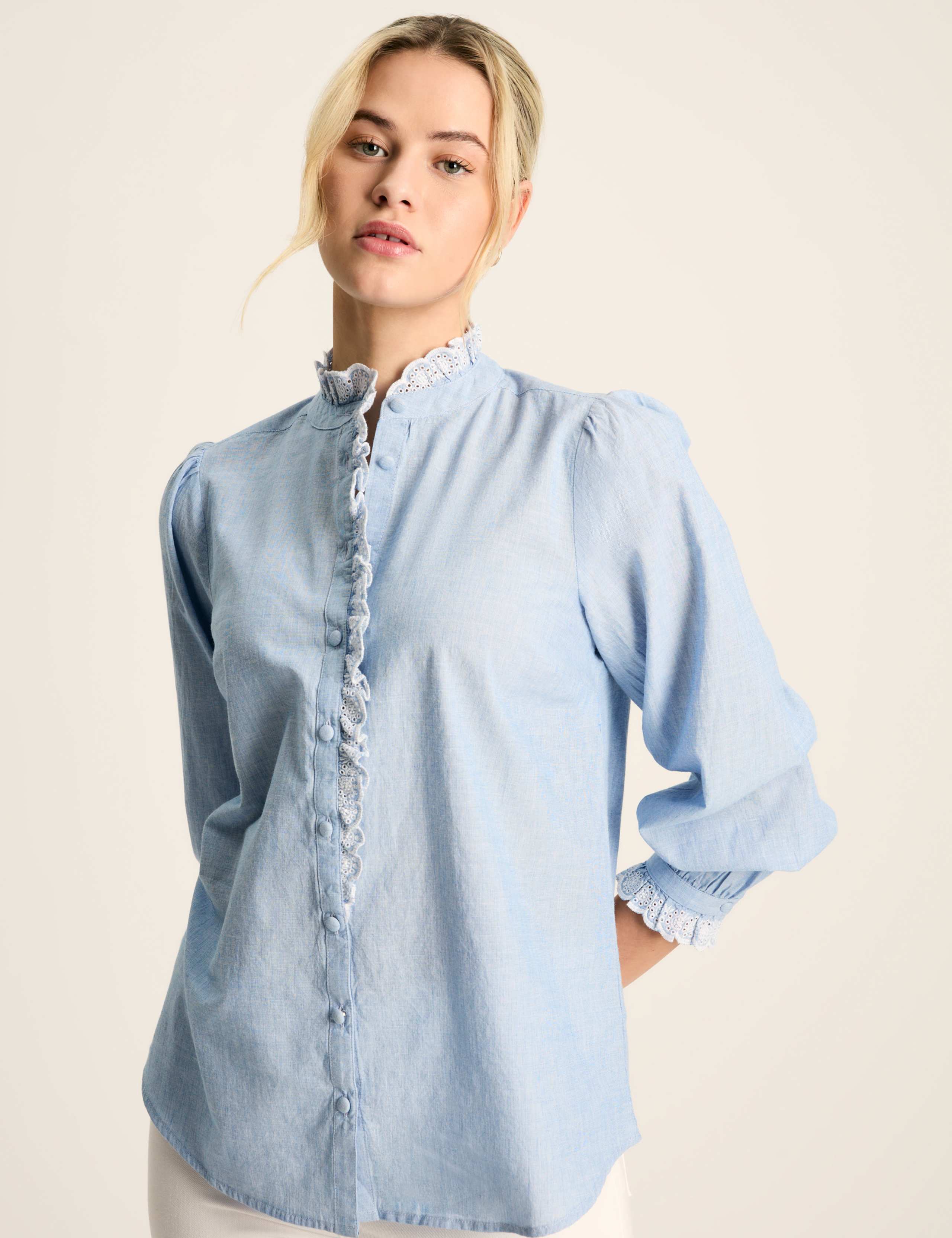 Pure Cotton Frill Detail Blouse 1 of 5