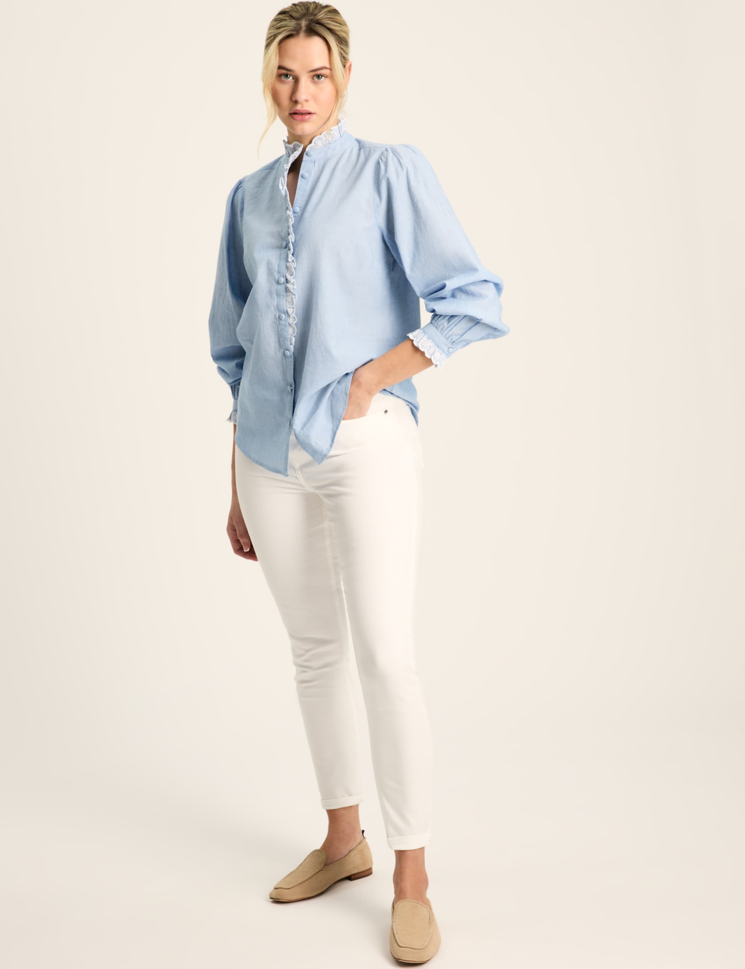 Pure Cotton Frill Detail Blouse 2 of 5