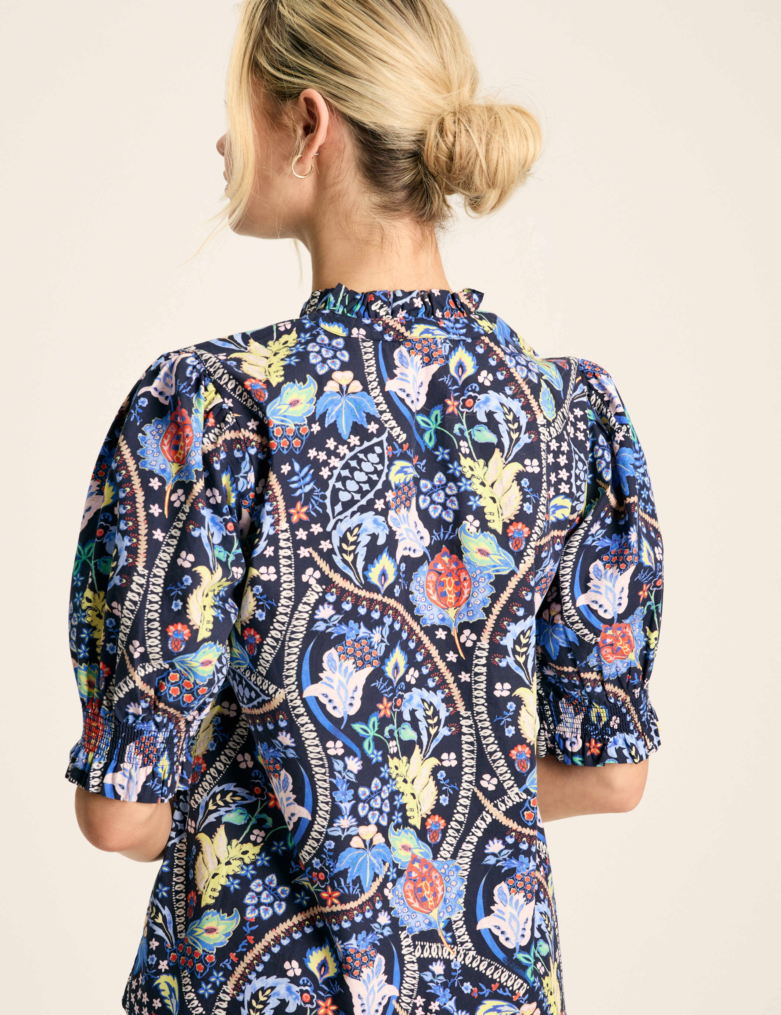 Pure Cotton Floral High Neck Blouse 4 of 7