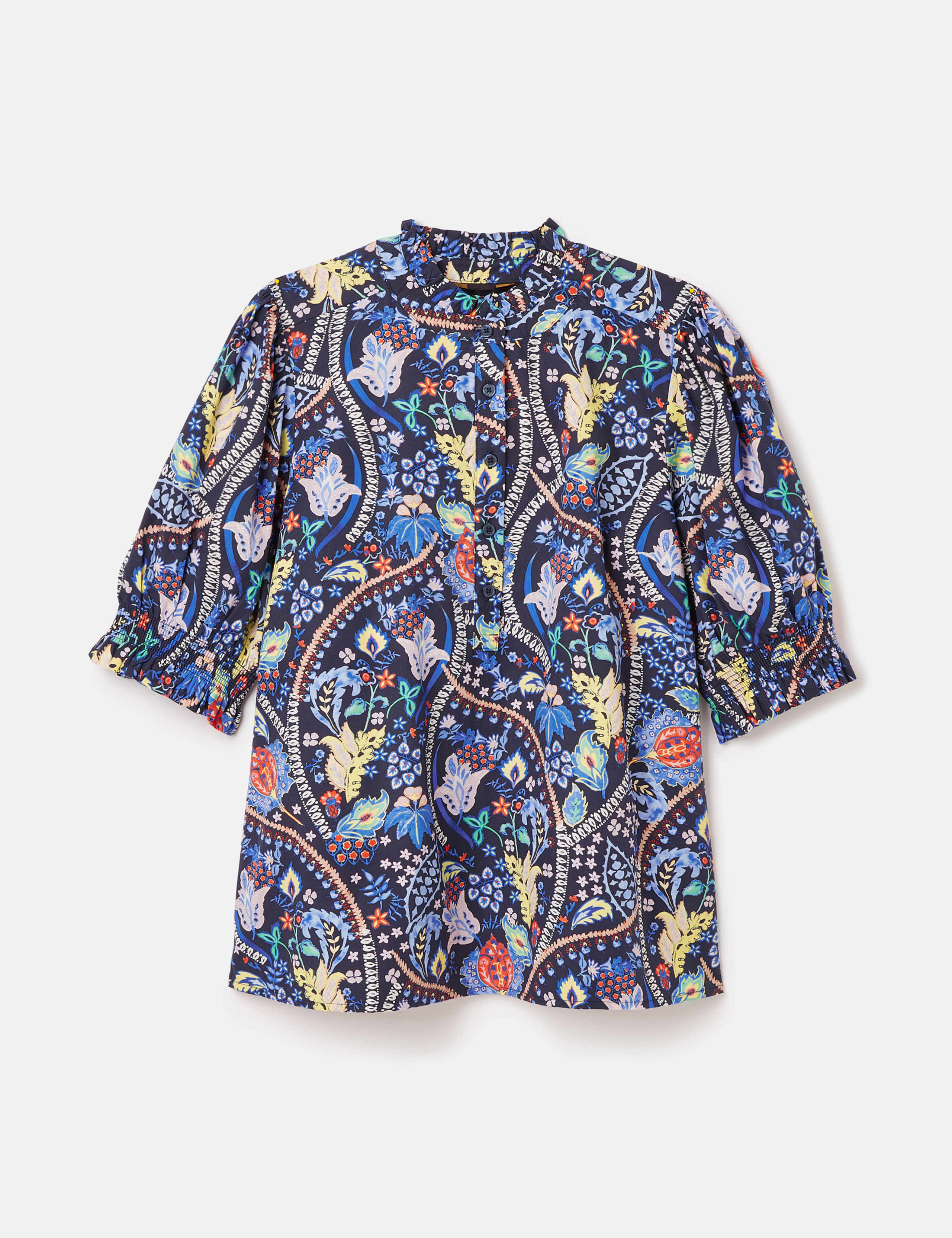 Pure Cotton Floral High Neck Blouse 2 of 7