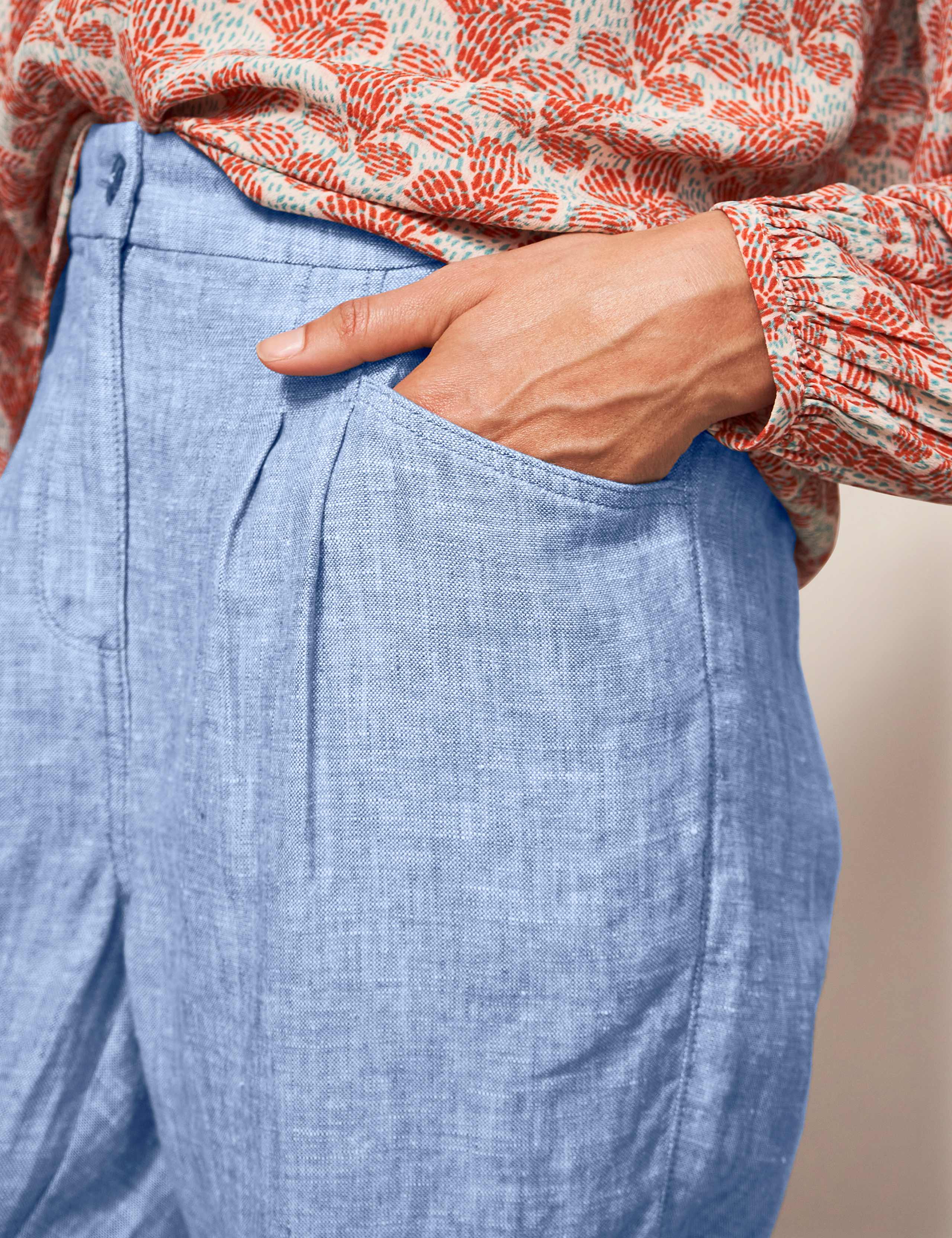 Pure Linen Tapered Trousers 3 of 5