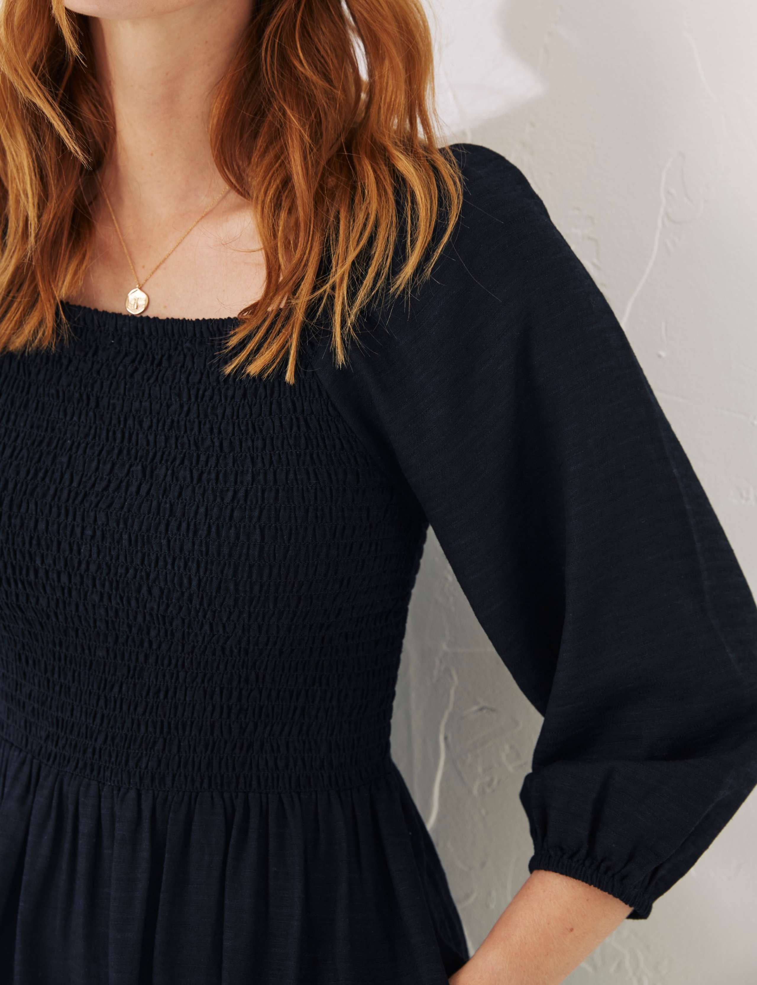 Textured Midi Tiered Dress with Linen 5 of 5