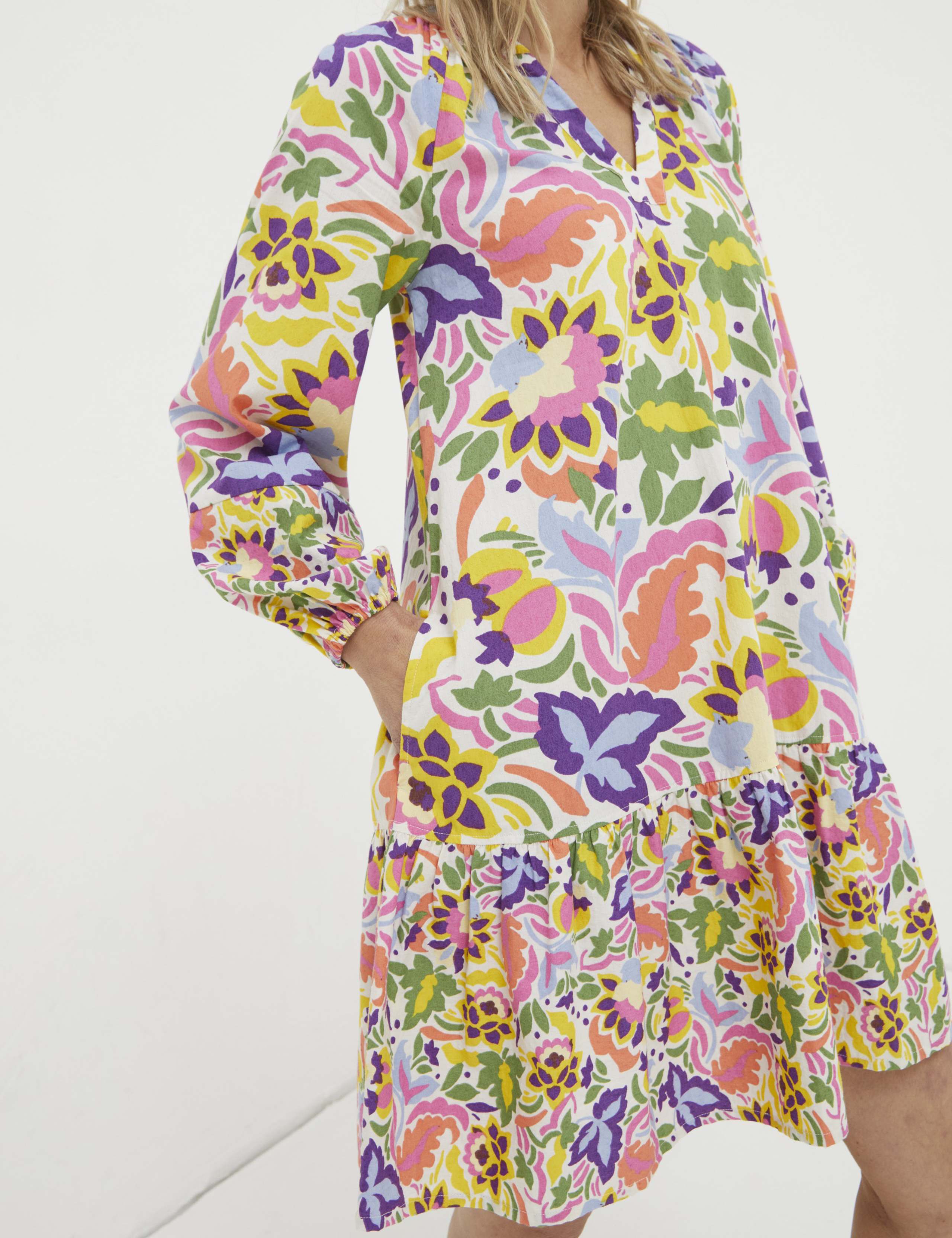 Pure Cotton Floral Knee Length Shift Dress 4 of 5