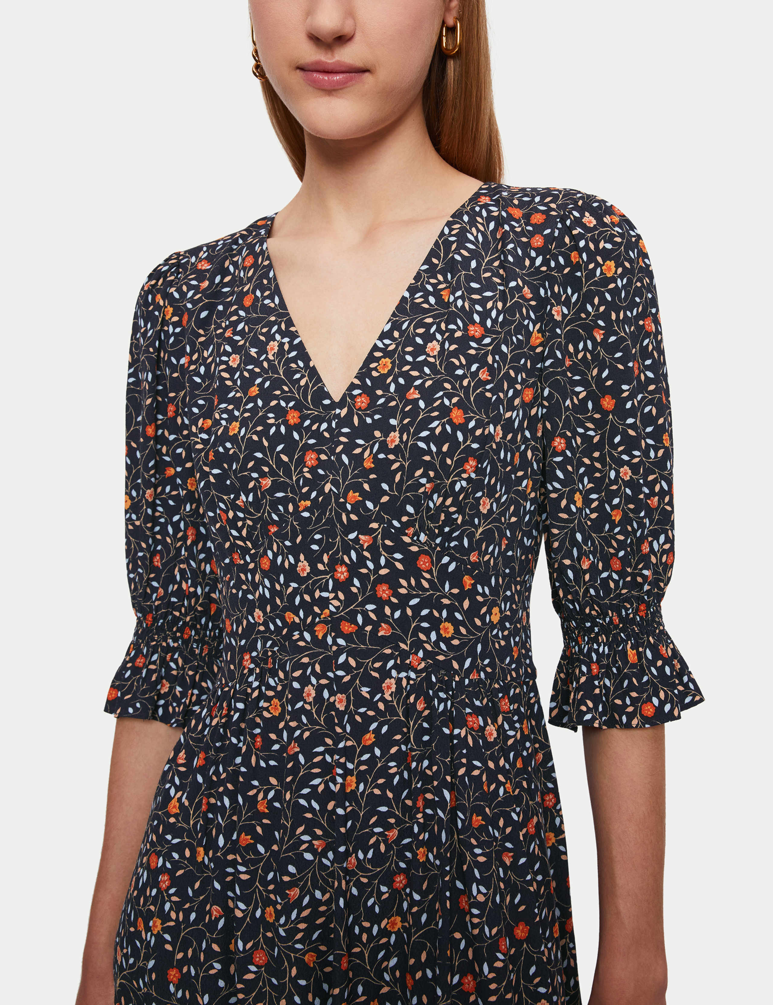 Floral V-Neck Puff Sleeve Midaxi Tea Dress 5 of 5