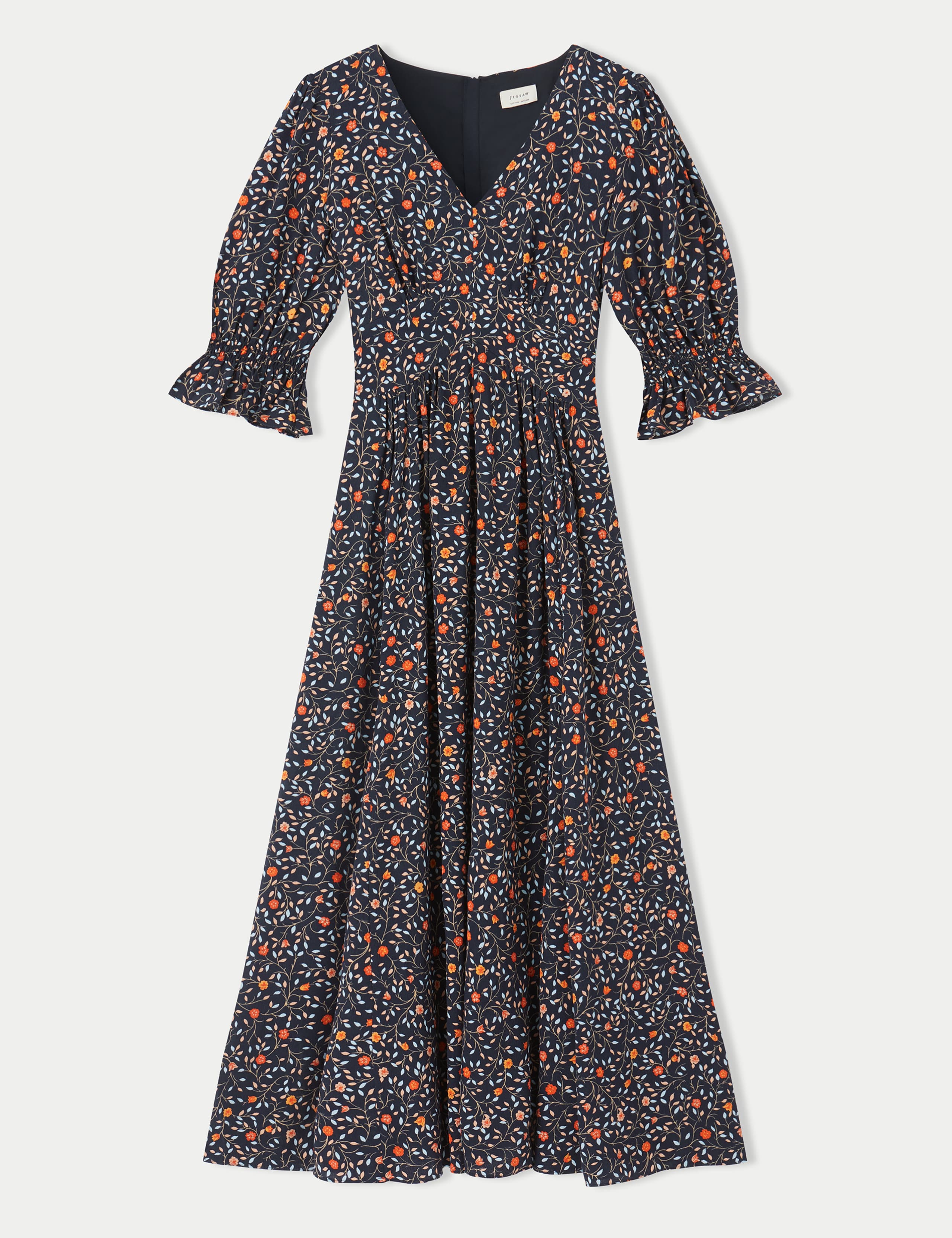 Floral V-Neck Puff Sleeve Midaxi Tea Dress 2 of 5