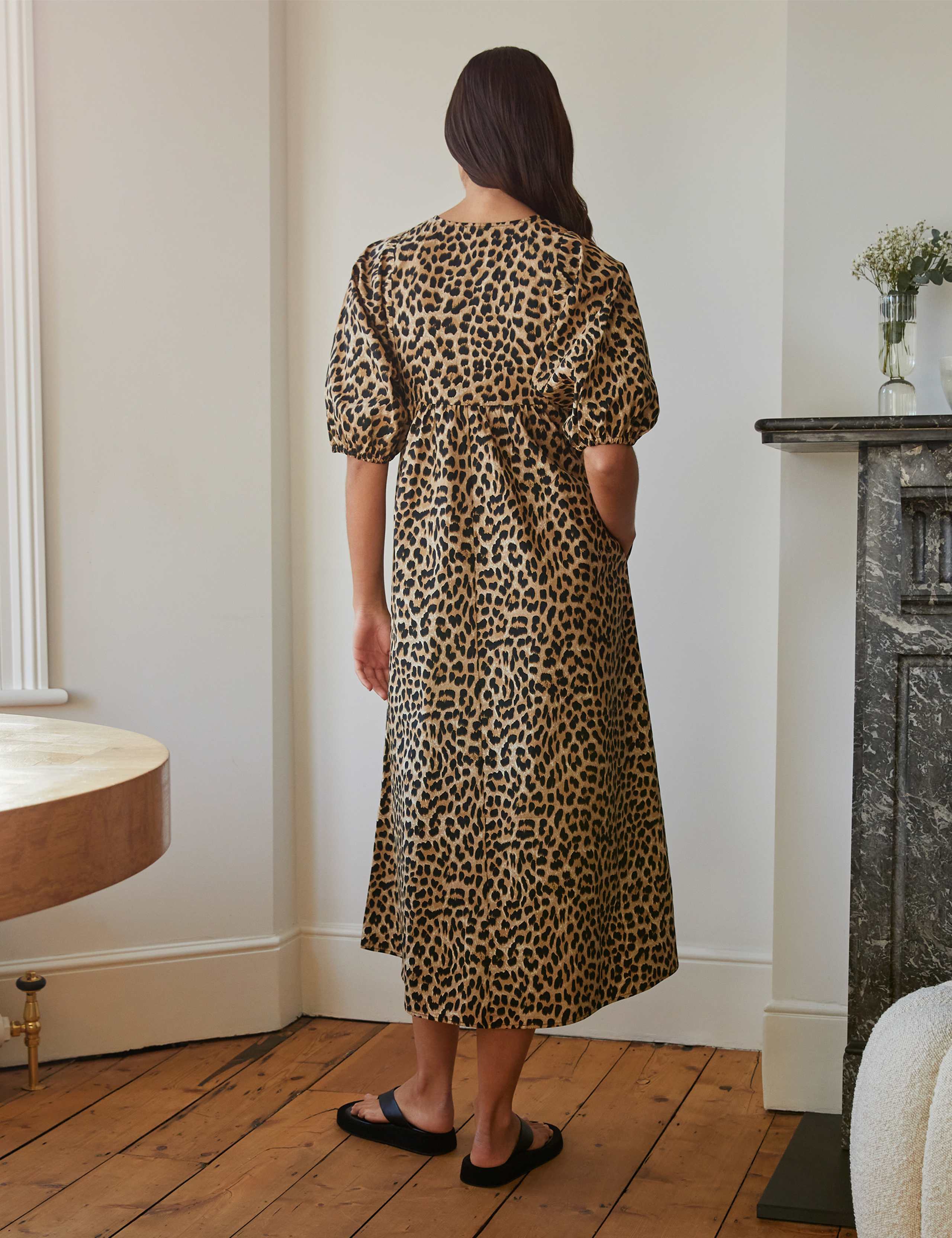 Cotton Animal Print Midi Dress 3 of 4