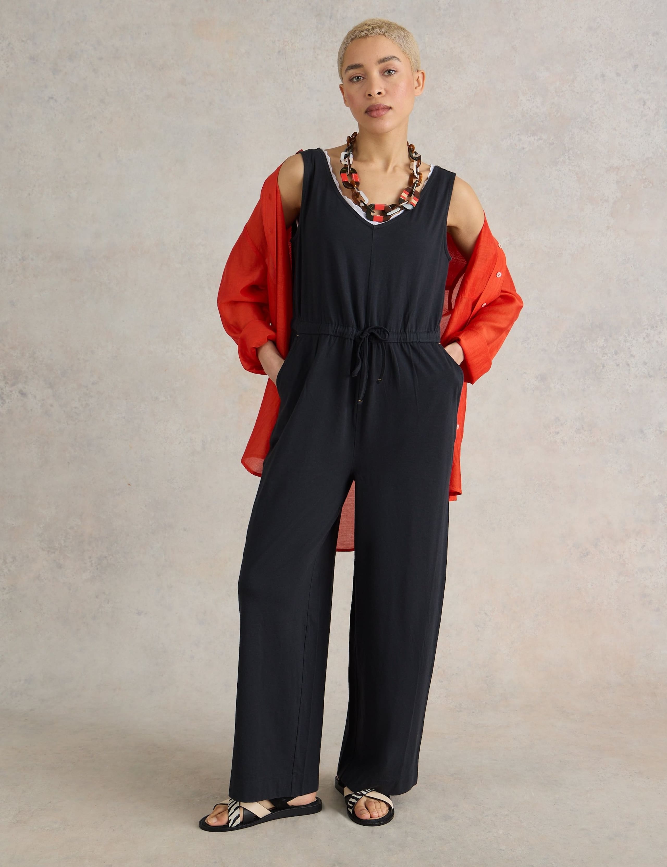 Cotton Rich Jersey Sleeveless Wide Leg Jumpsuit 5 of 6