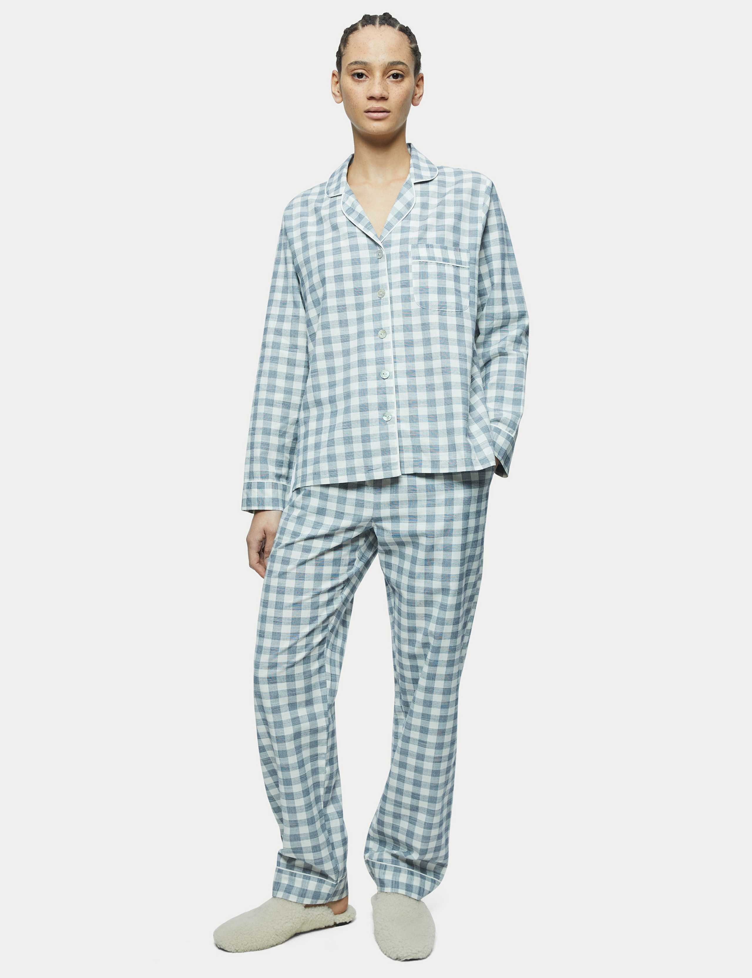 Pure Cotton Checked Pyjama Set 1 of 4