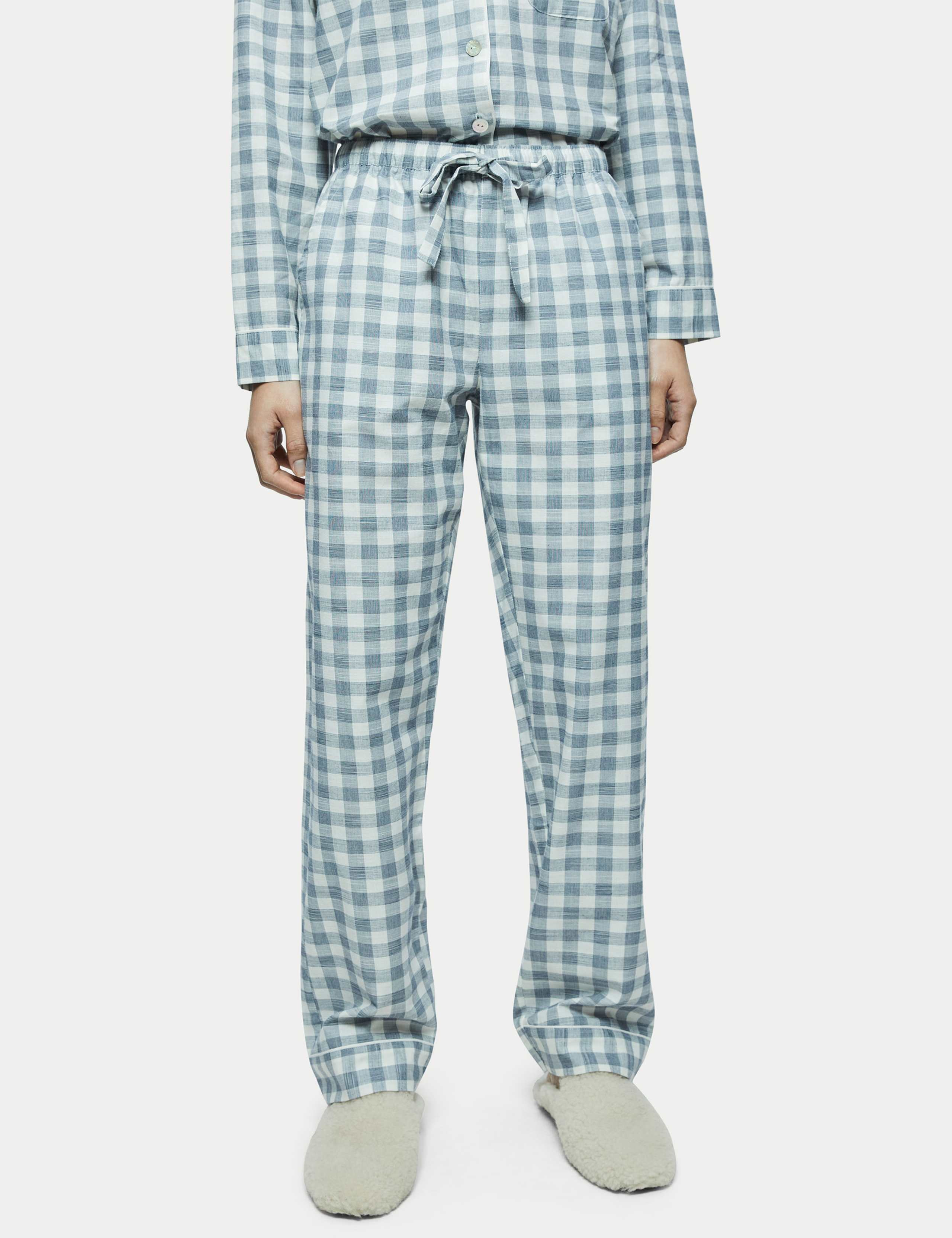 Pure Cotton Checked Pyjama Set 3 of 4
