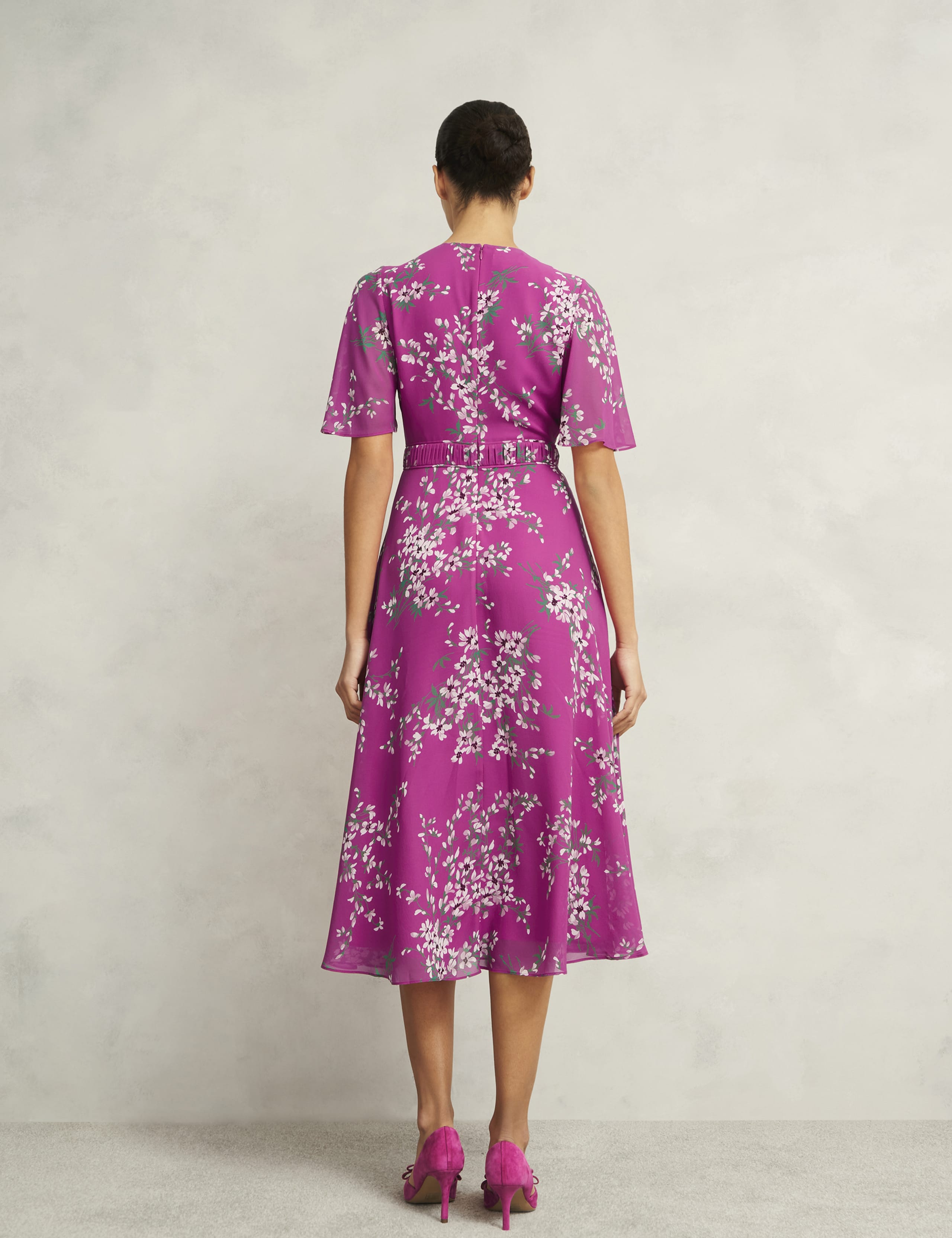 Bronwyn Silk Floral Midi Waisted Dress 4 of 8