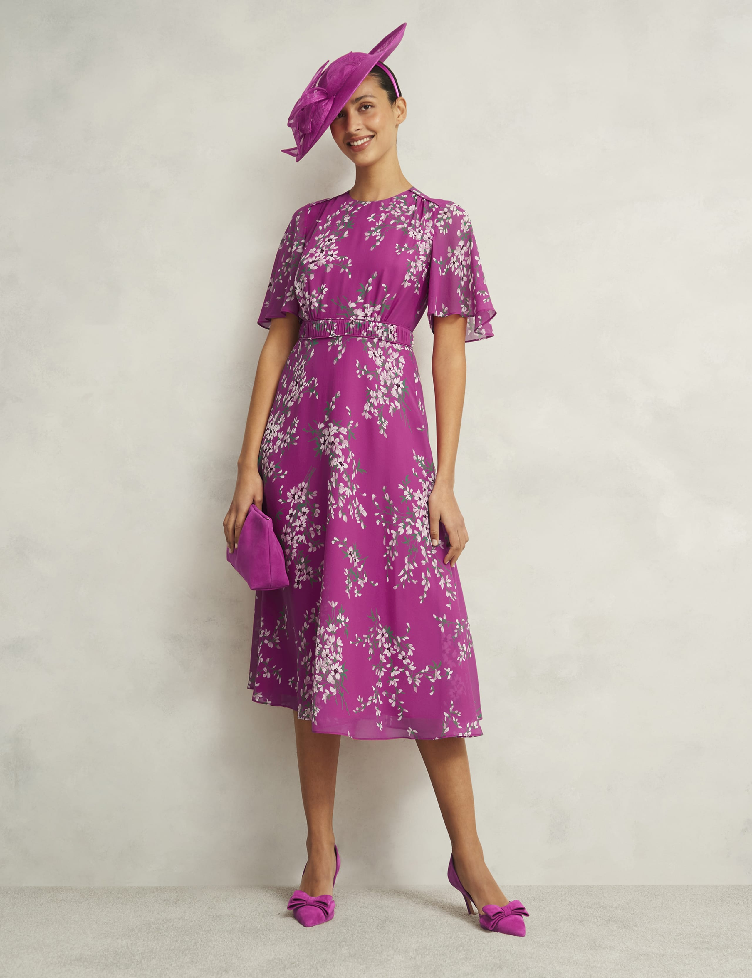 Bronwyn Silk Floral Midi Waisted Dress 6 of 8
