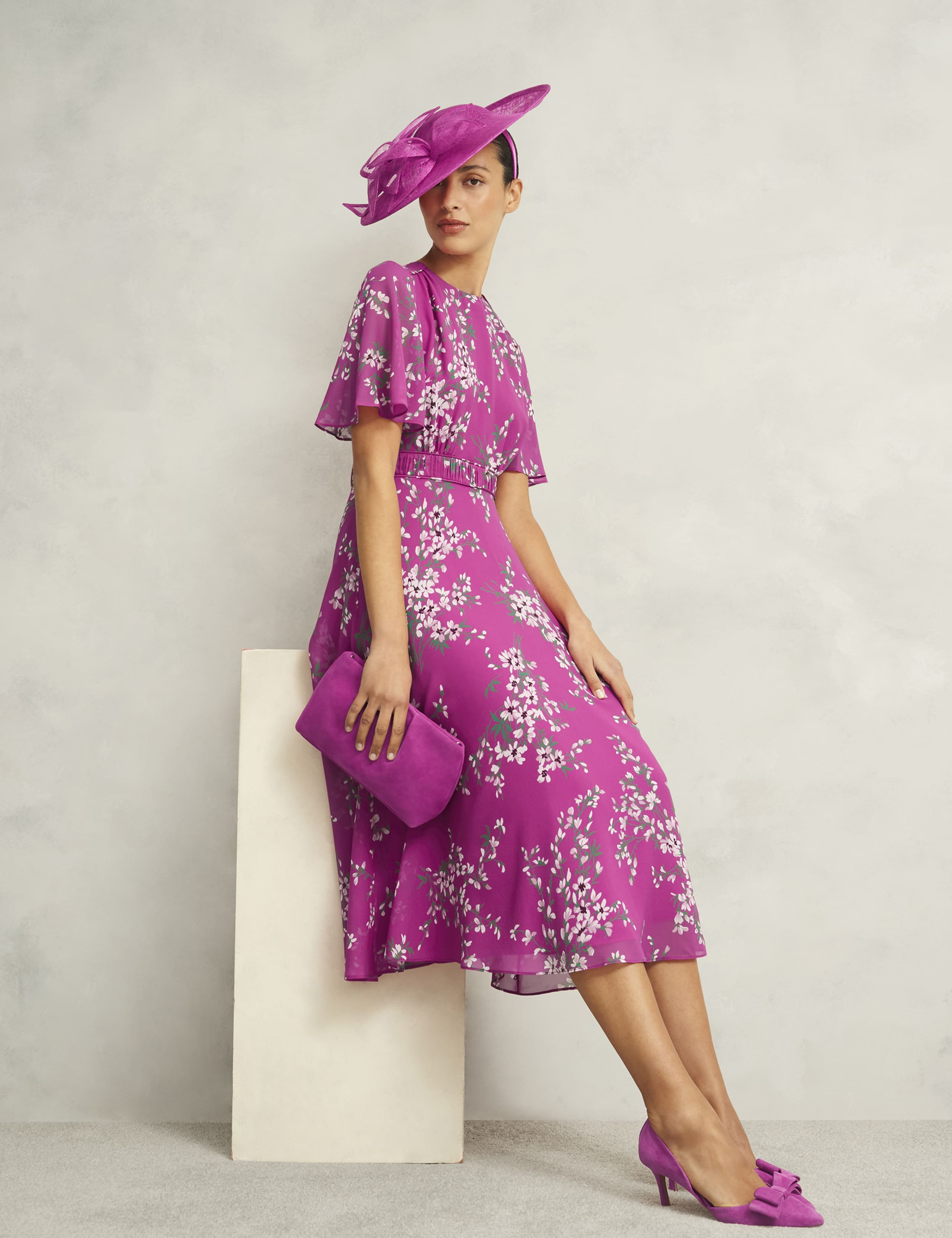 Bronwyn Silk Floral Midi Waisted Dress 7 of 8