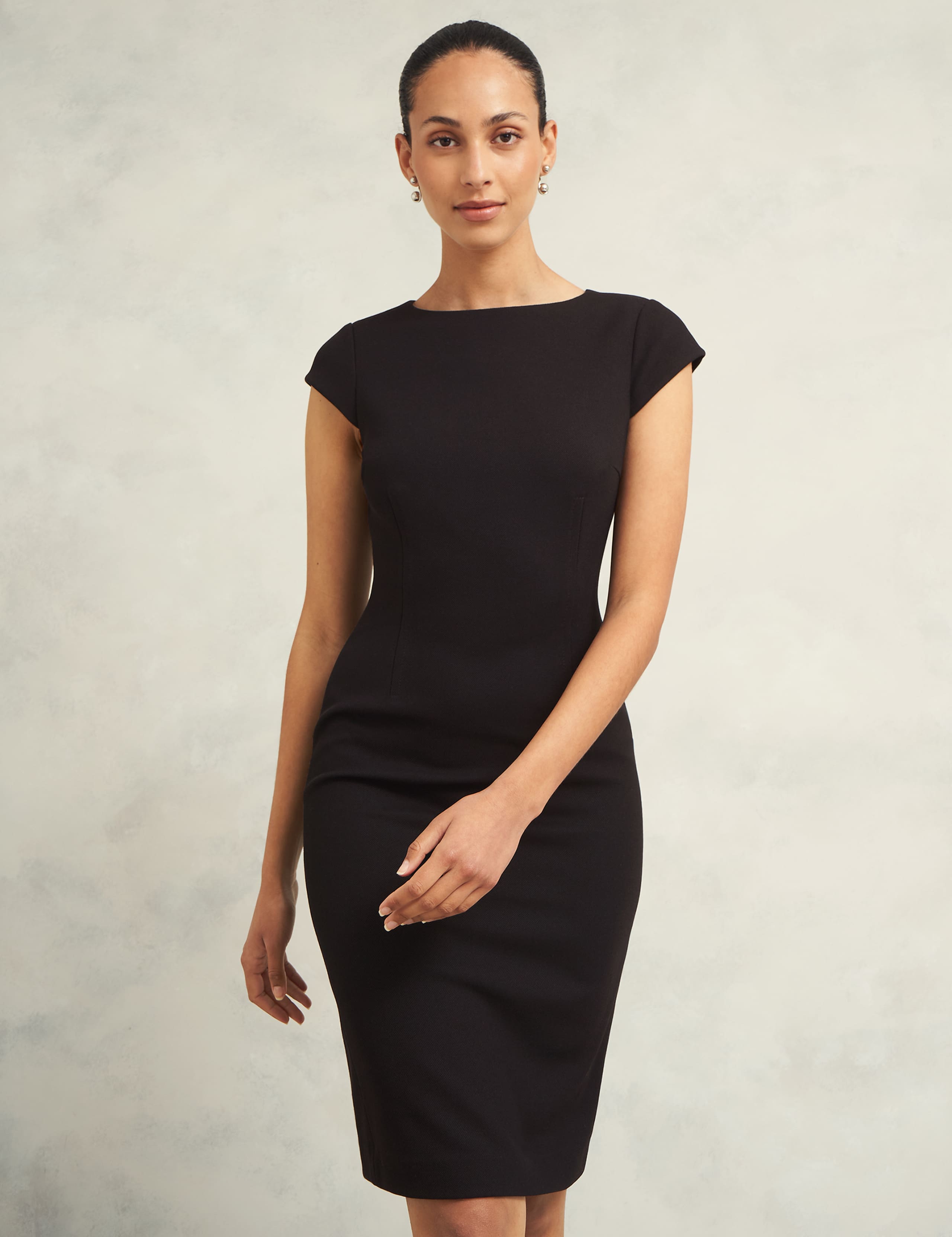 Wide Neck Knee Length Shift Dress 4 of 8