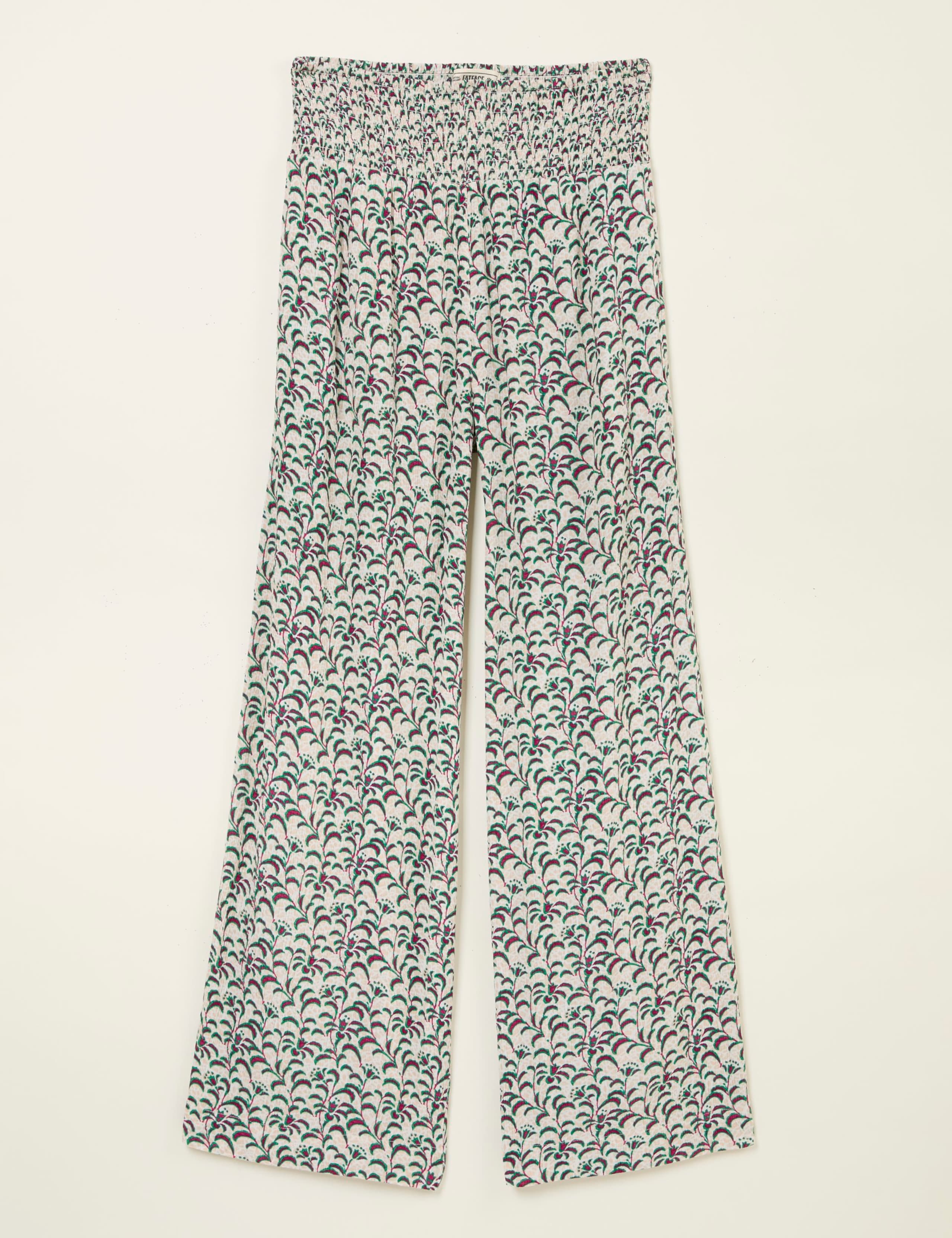 Printed Shirred Waist Palazzo Trousers 2 of 5