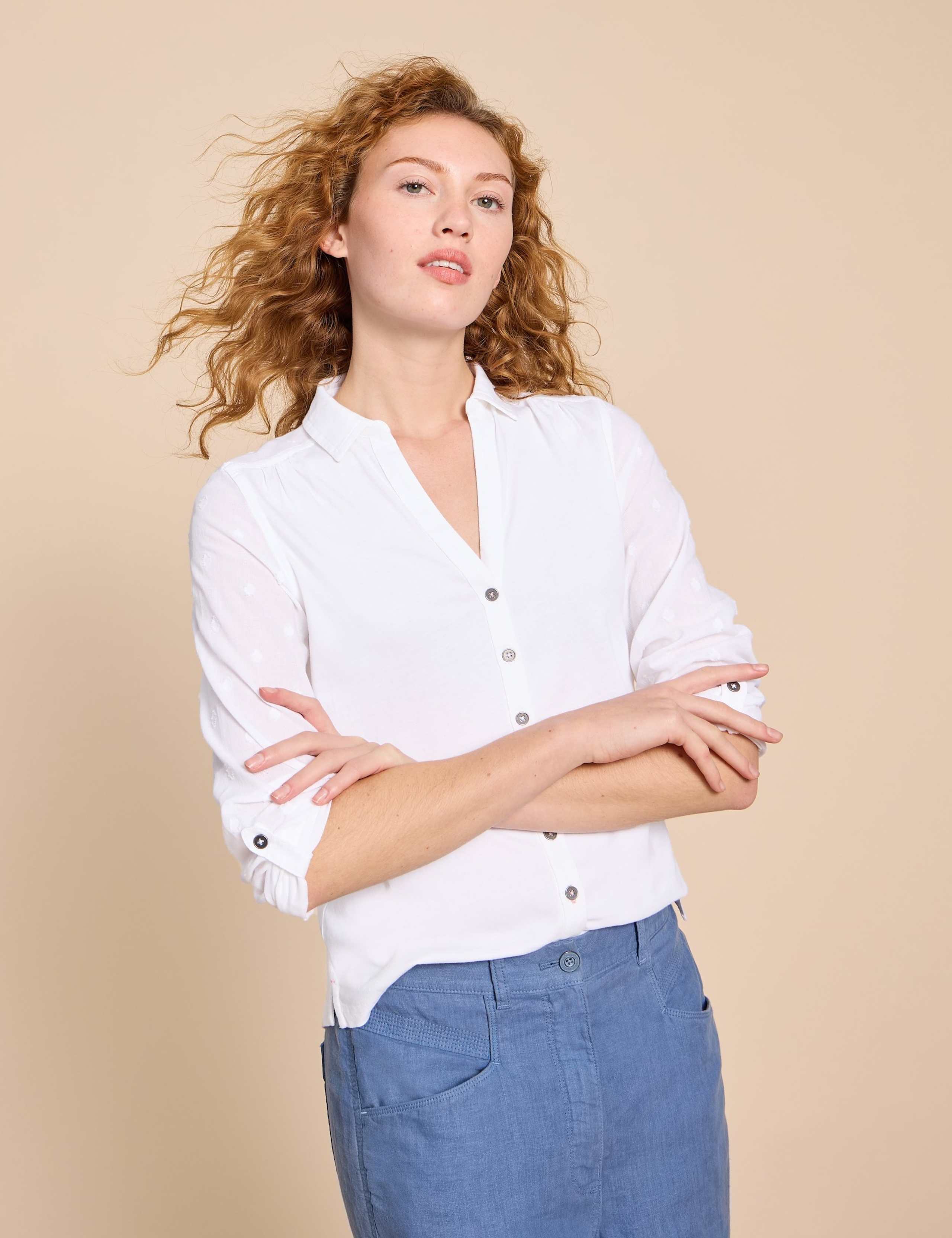 Pure Cotton Jersey Woven Collared Shirt 4 of 6