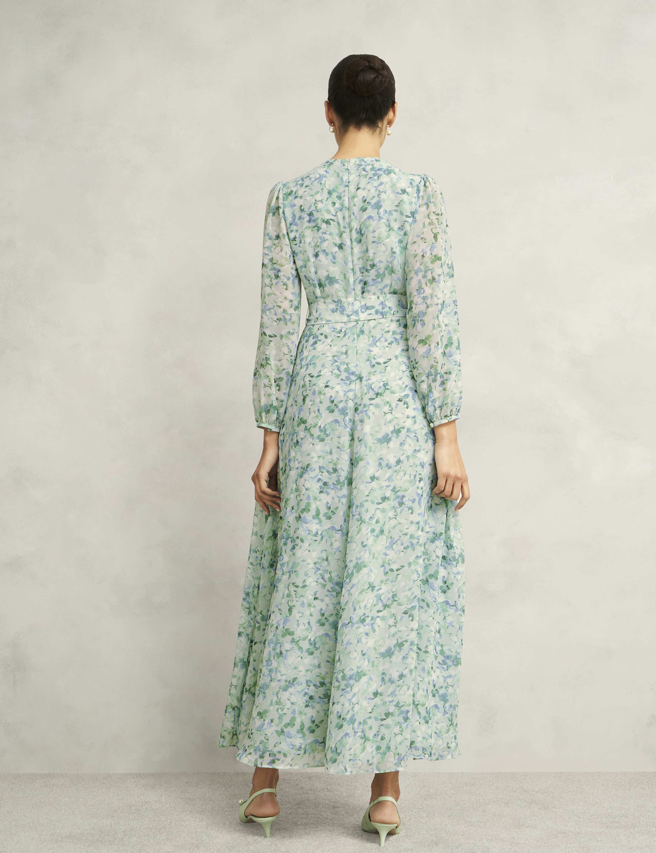 Floral V-Neck Midi Waisted Dress 3 of 9