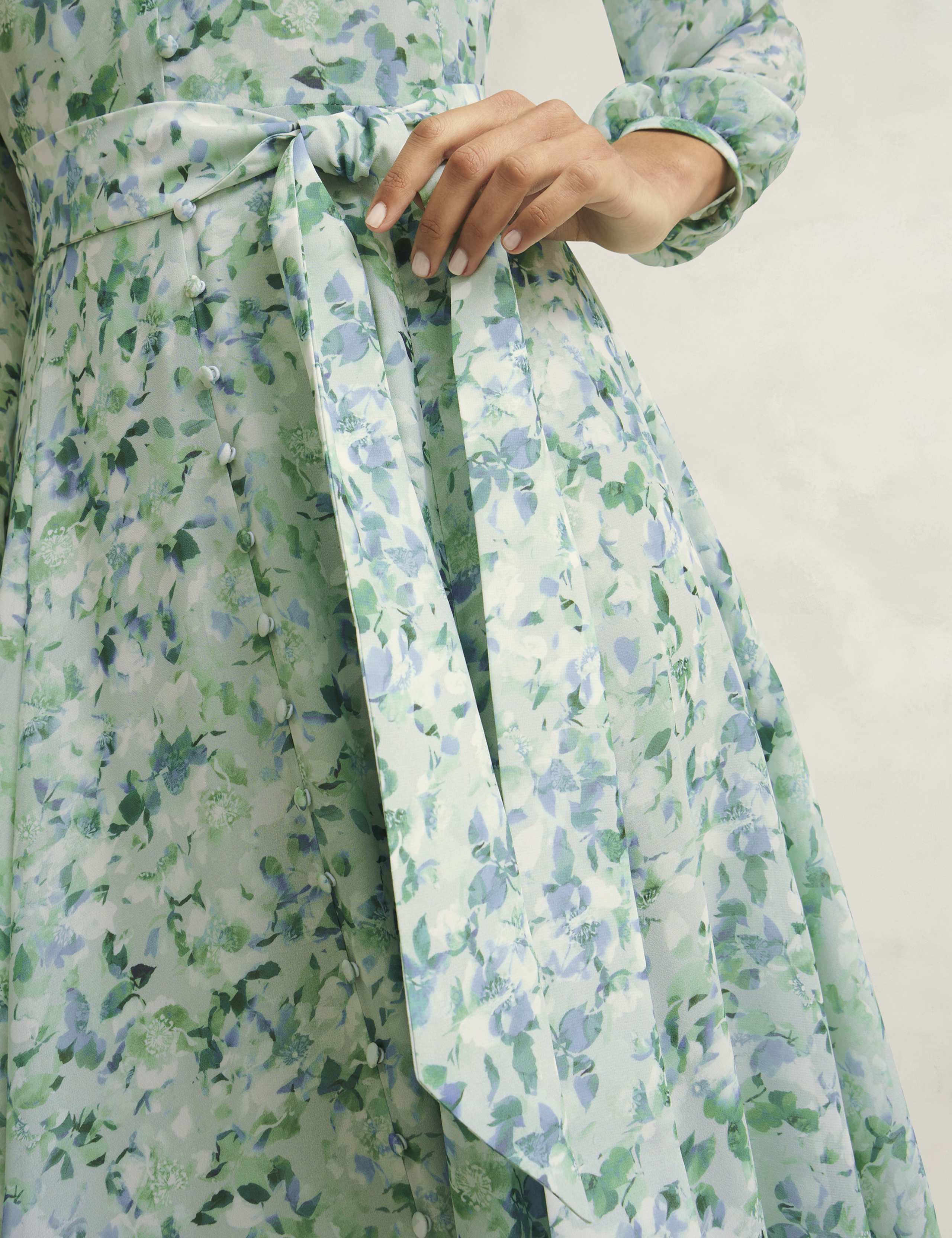 Floral V-Neck Midi Waisted Dress 5 of 9