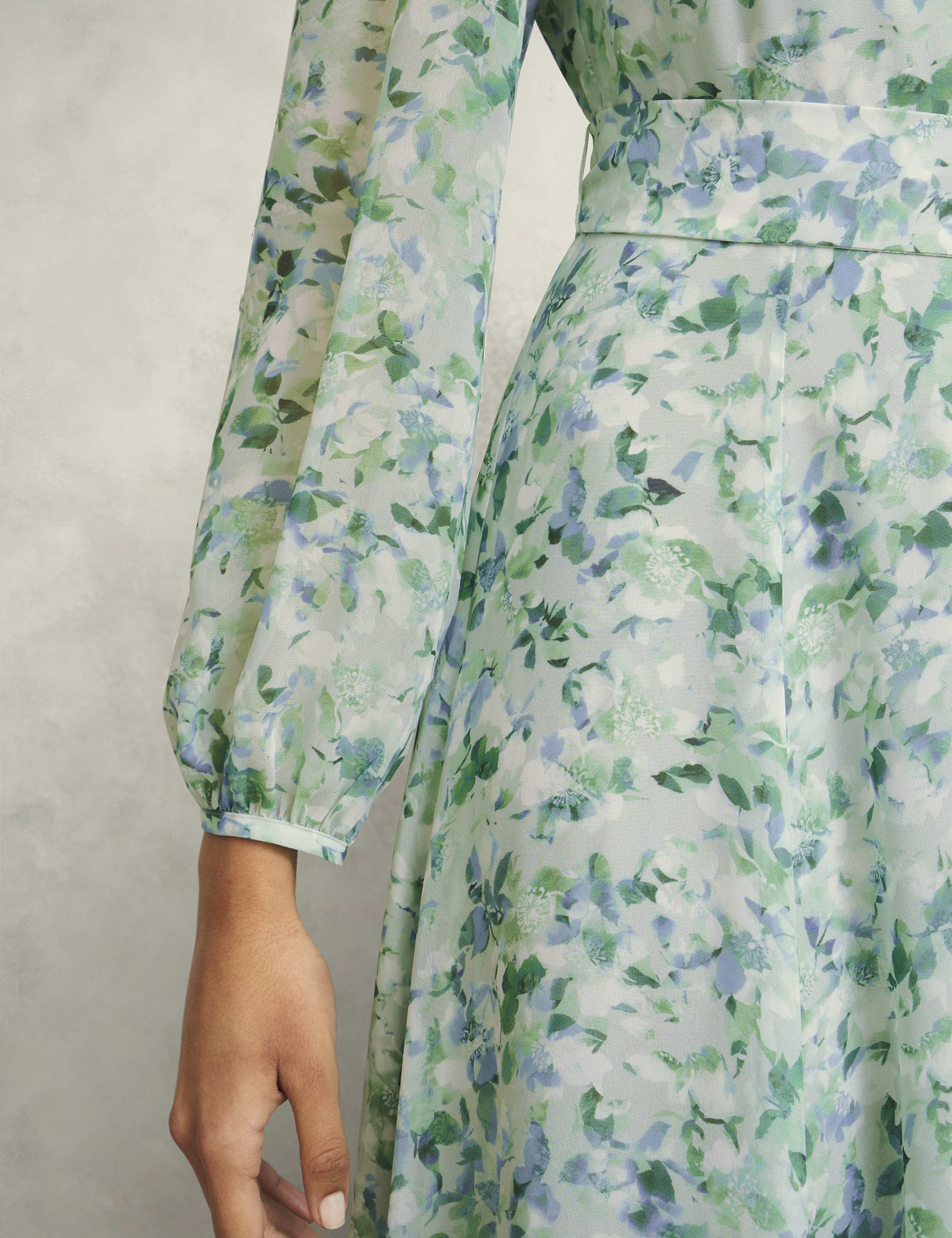 Floral V-Neck Midi Waisted Dress 6 of 9