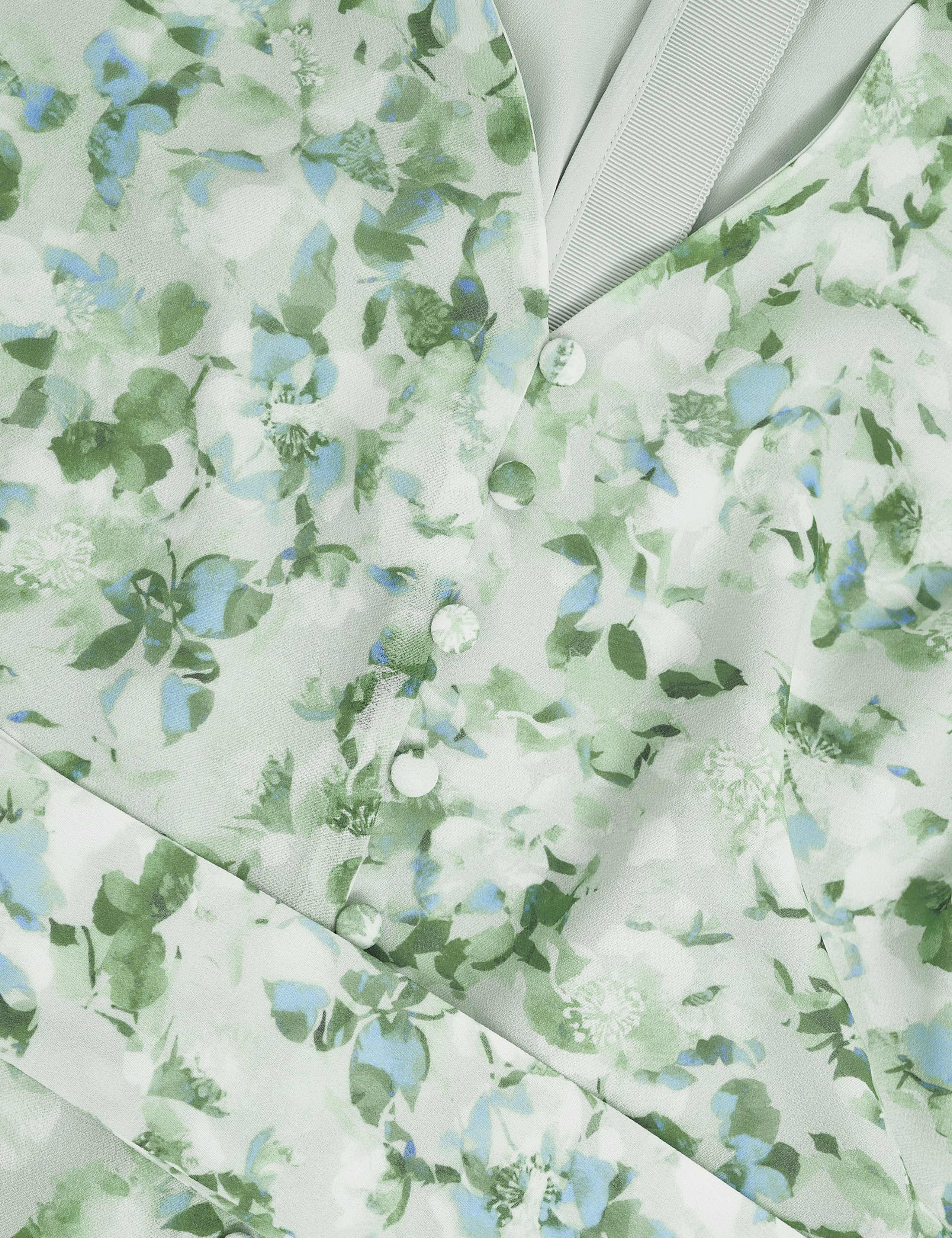 Floral V-Neck Midi Waisted Dress 9 of 9