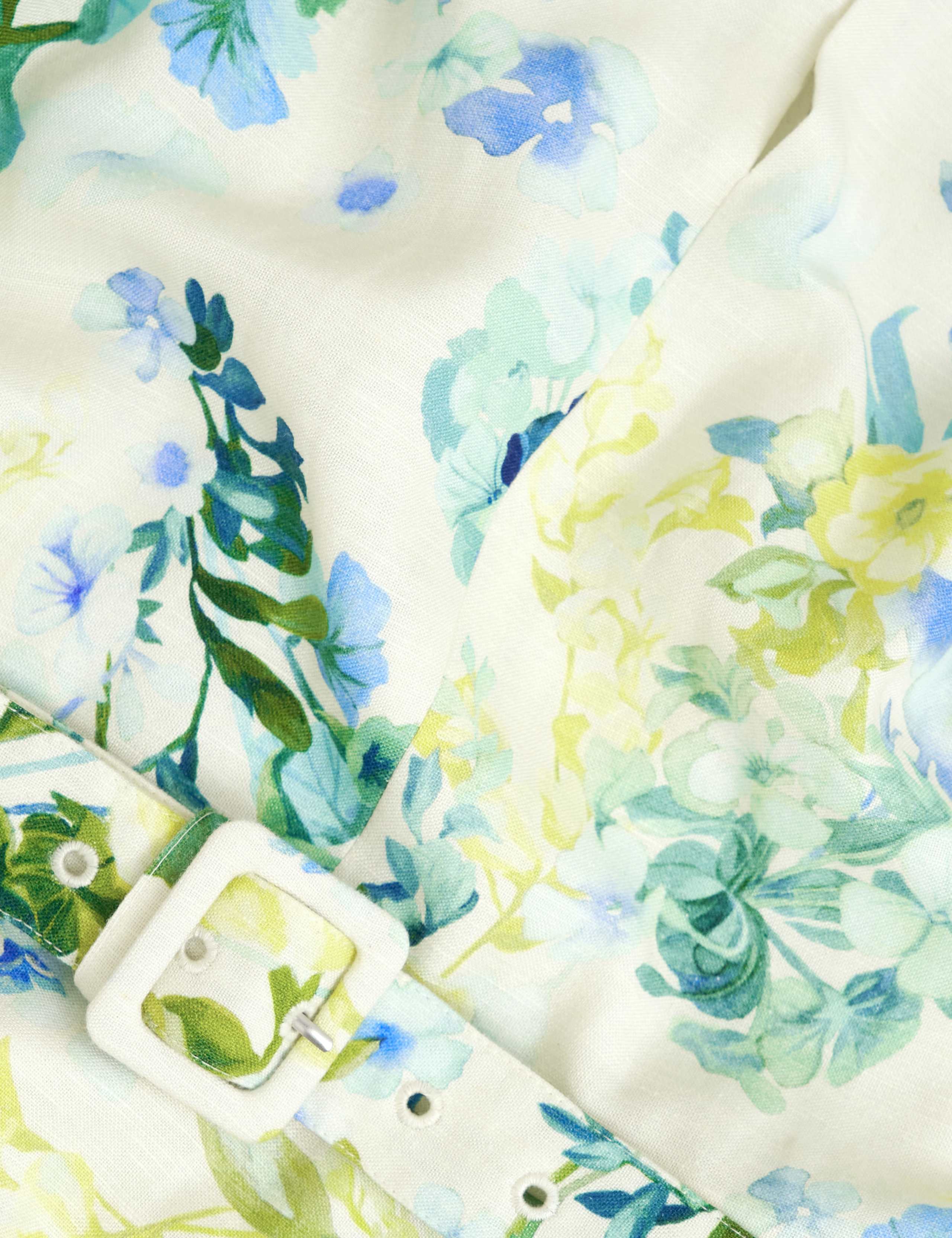 Floral Midi Skater Dress with Linen 9 of 9