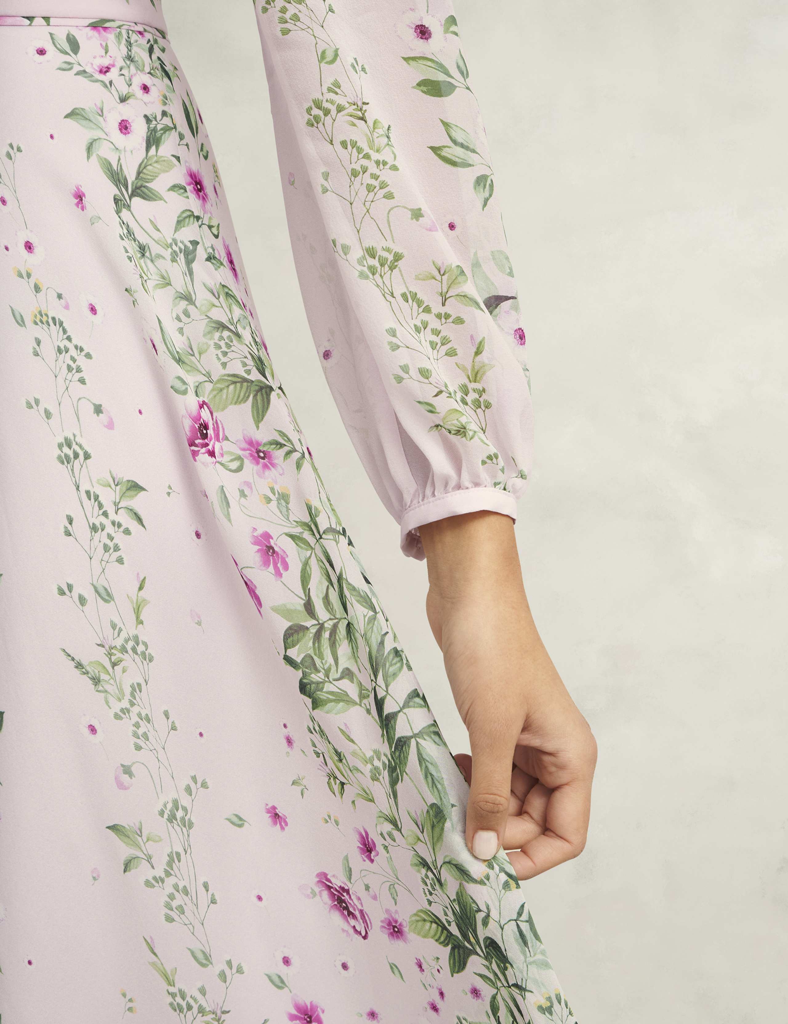 Silk Rich Floral V-Neck Midi Skater Dress 4 of 8